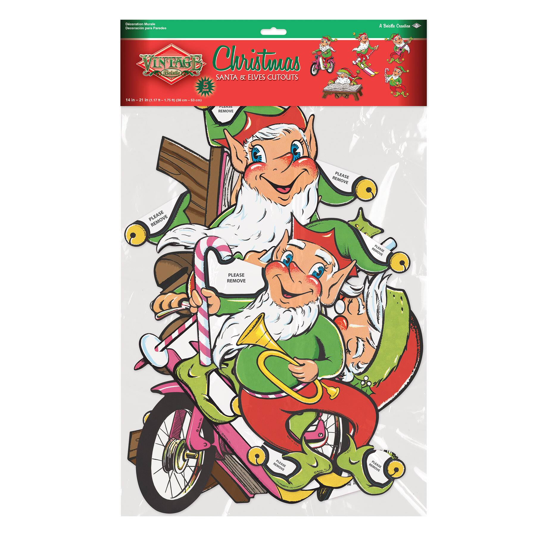 Beistle Vintage Christmas Santa & Elves Cutouts Pack, 2ct.