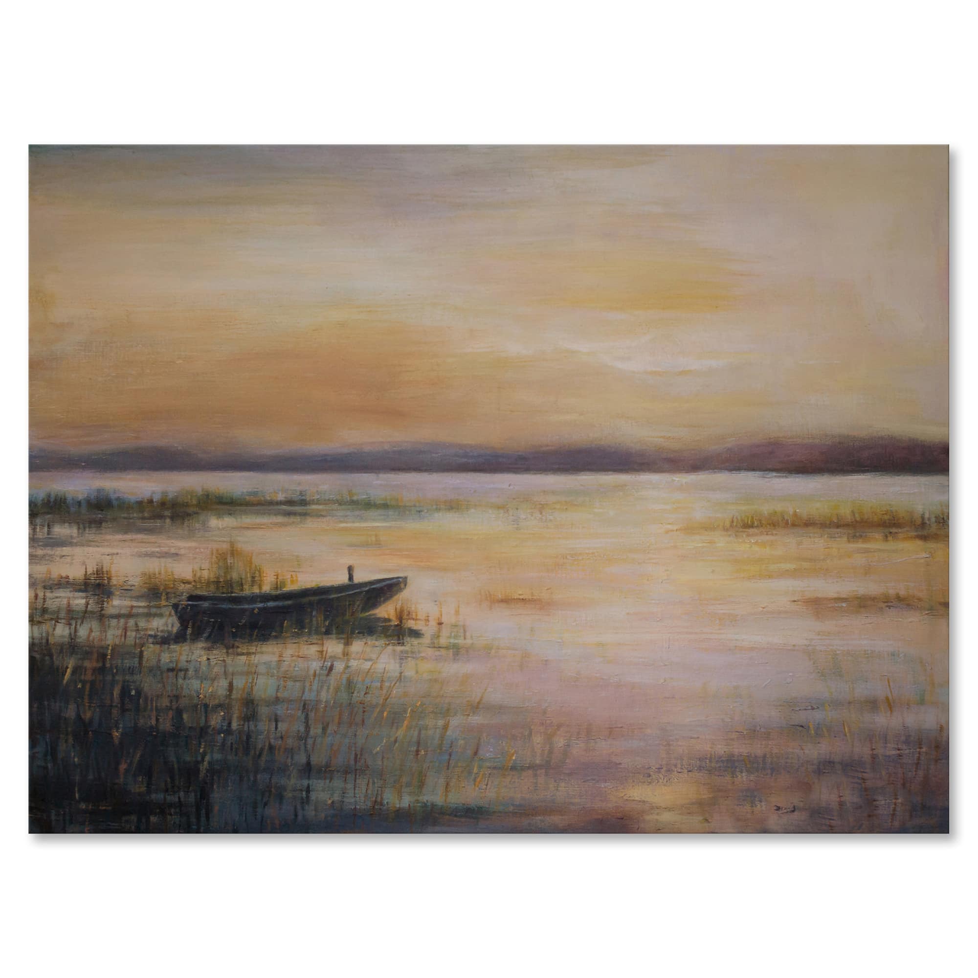 Designart - Pastel Sunset Over The Lake - Nautical & Coastal Canvas Wall Art Print