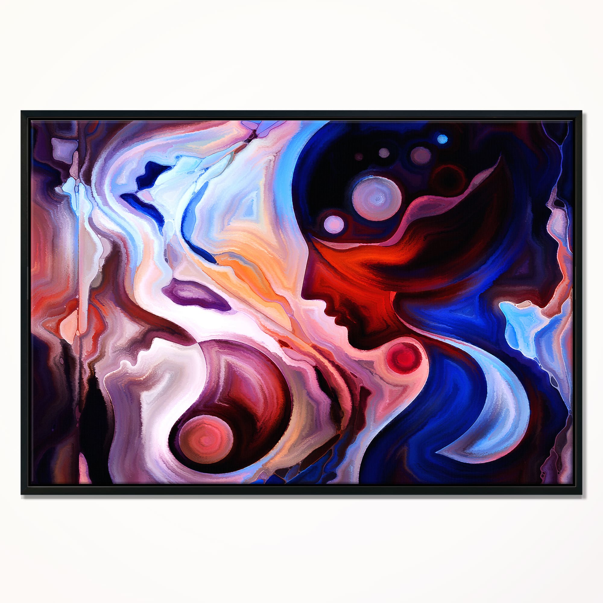 Designart - Watching Woman Painting - Abstract Canvas Art Print in Black Frame
