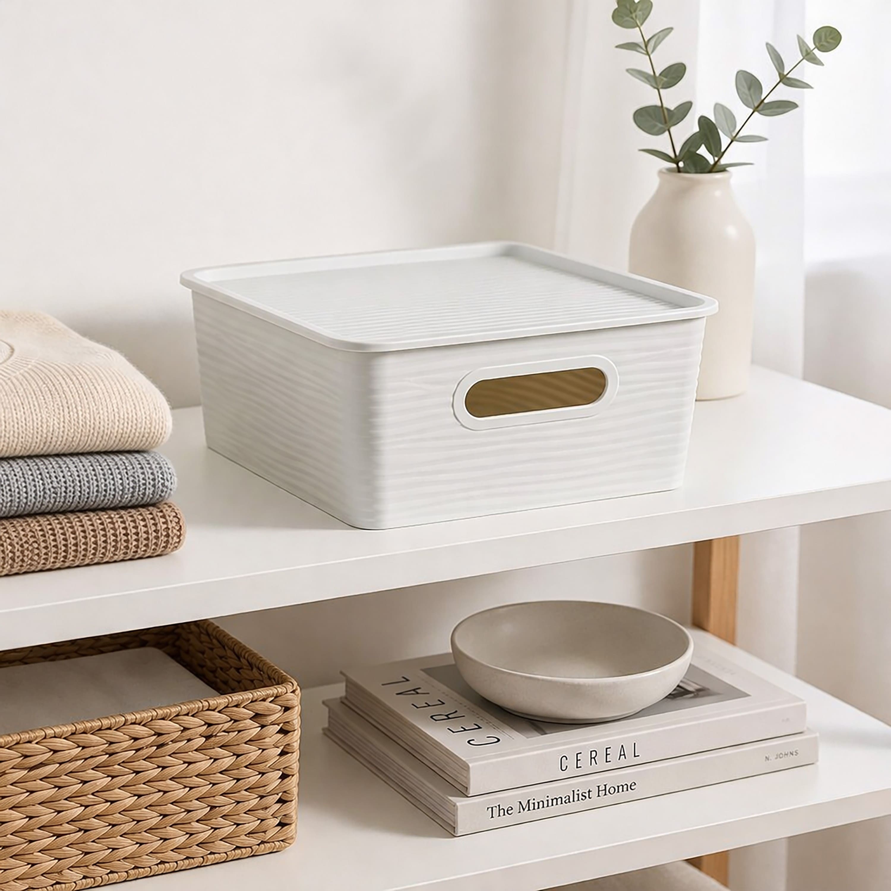 Simplify Gray with White Wave Pattern Storage Box