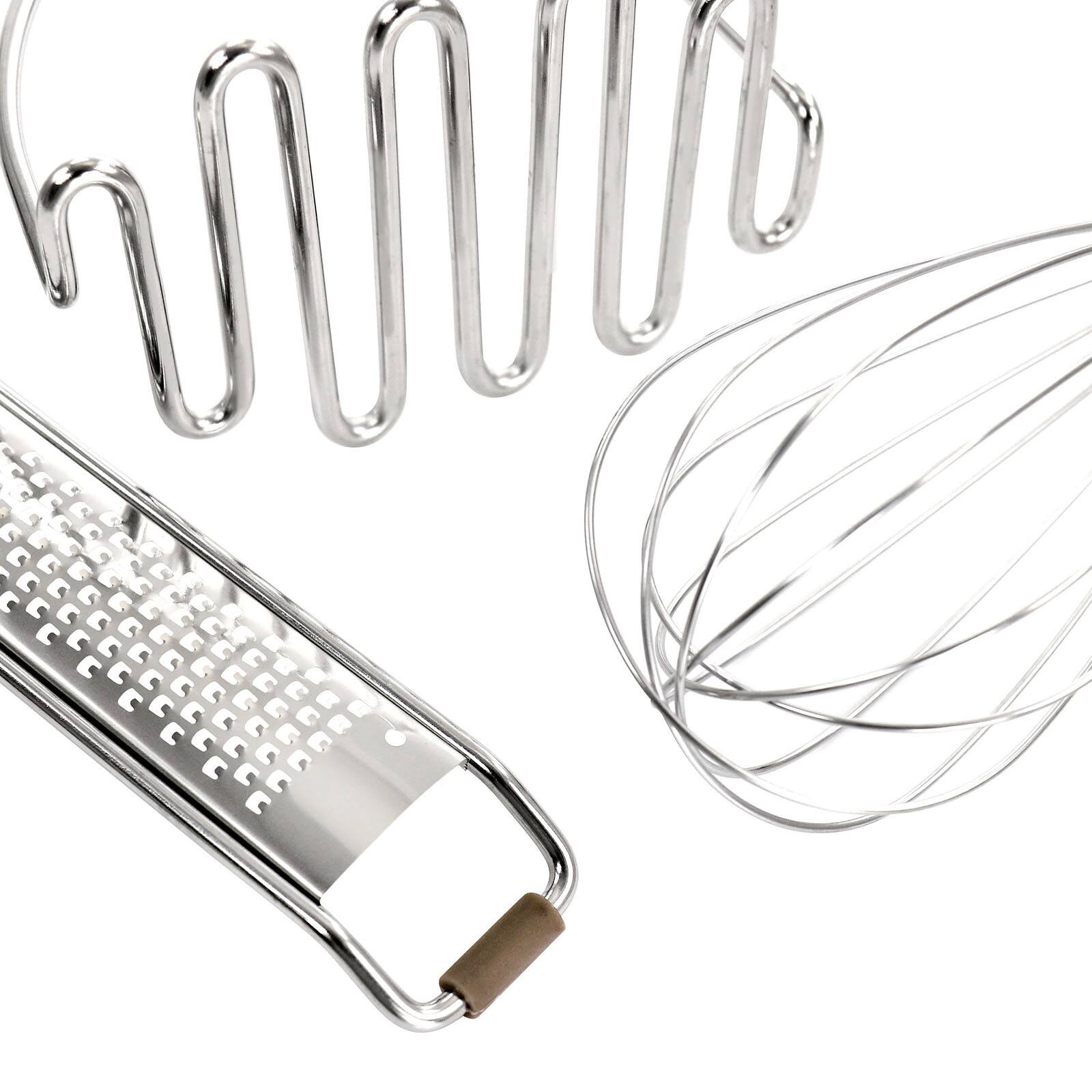 Martha Stewart 5-Piece Taupe Stainless Steel and Silicone Kitchen Utensil Tool Set