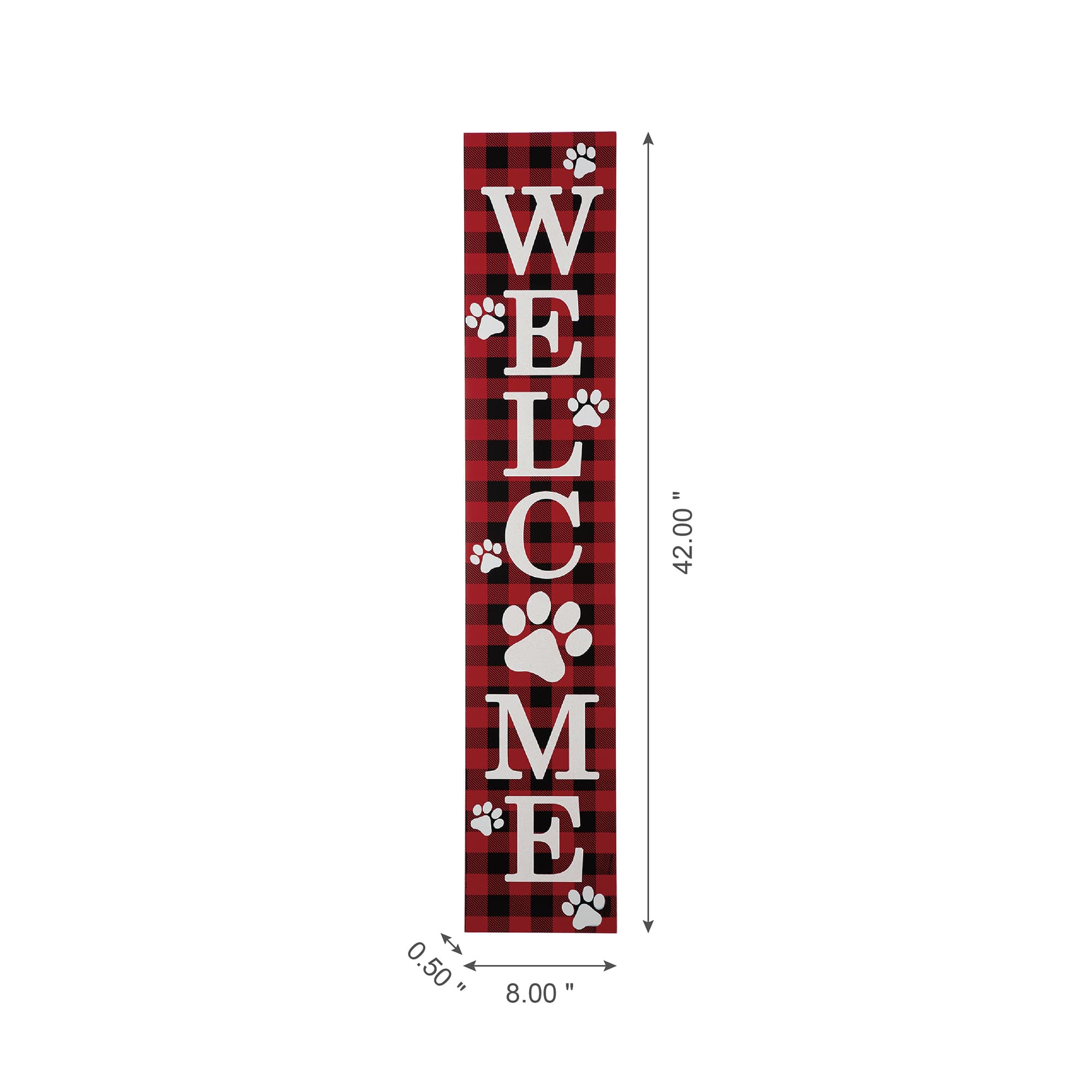 Glitzhome® 42" Plaid Pet "WELCOME" Wooden Porch Sign