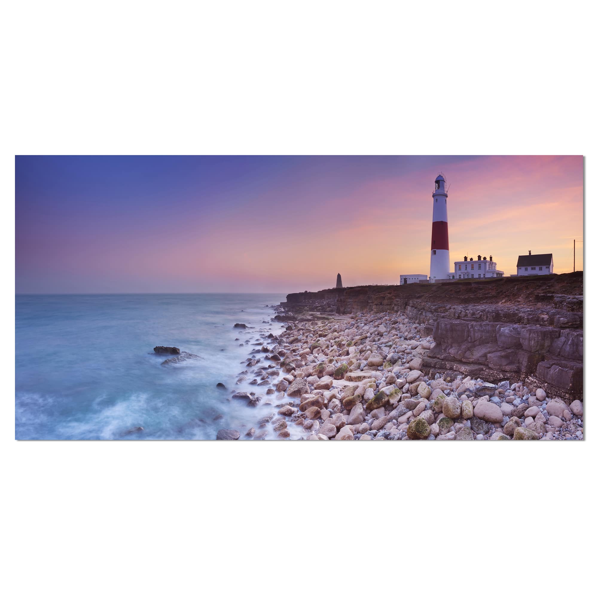 Designart - Portland Bill Lighthouse in Dorset - Oversized Seashore Canvas Art Print