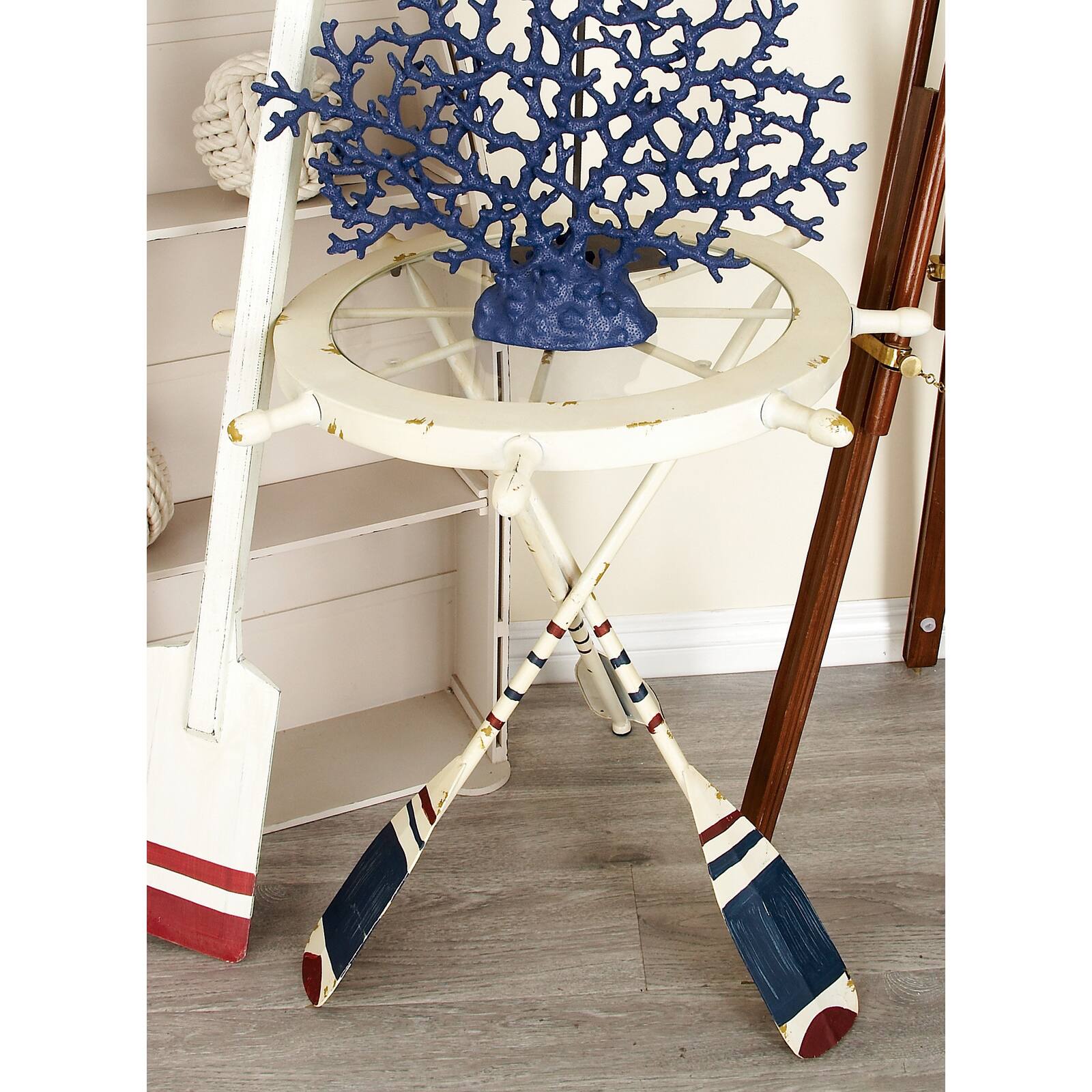 2.5ft. White Coastal Metal Accent Table