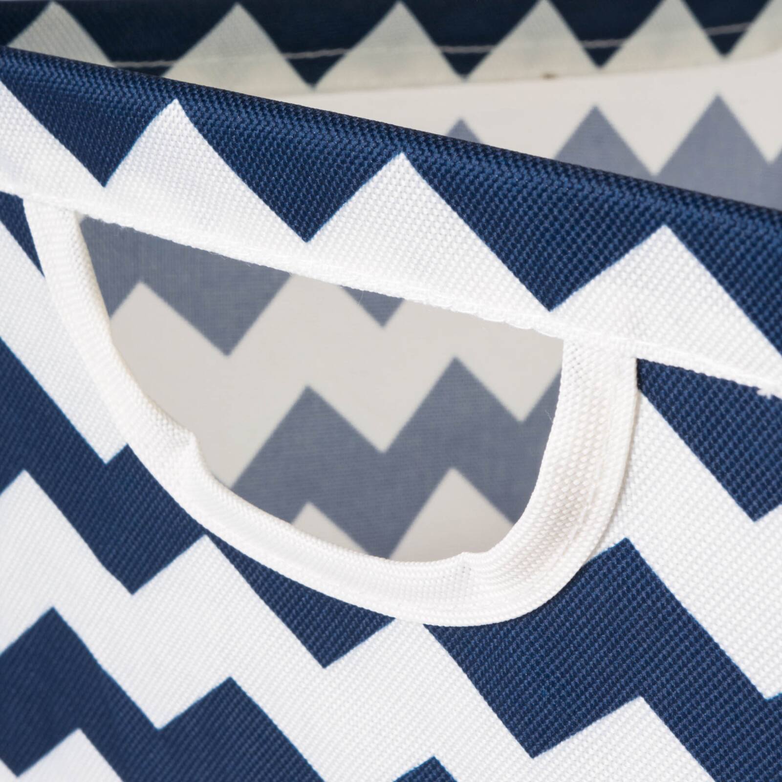 Nautical Blue Polyester Chevron Trapezoid Bin