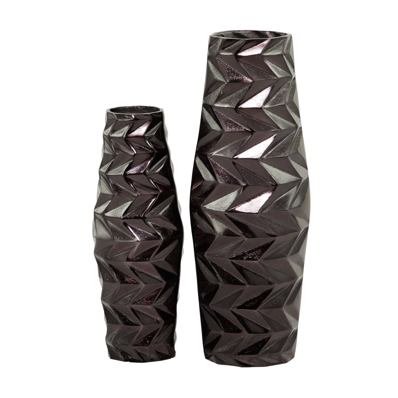 Dark Brown Aluminum Modern Vase, Set of 2" 19", 15"