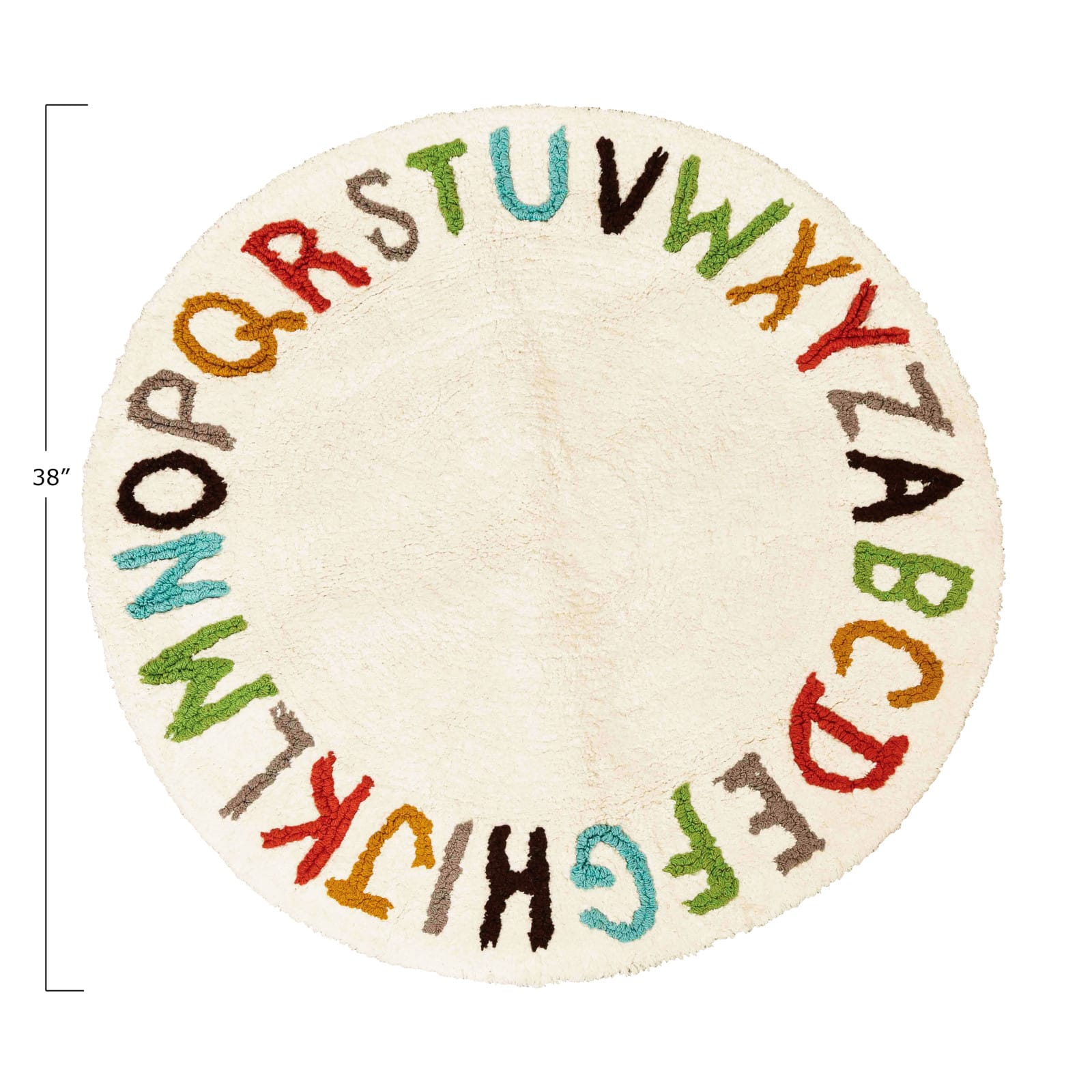 Hello Honey® 38" Round Cotton Tufted Alphabet Rug