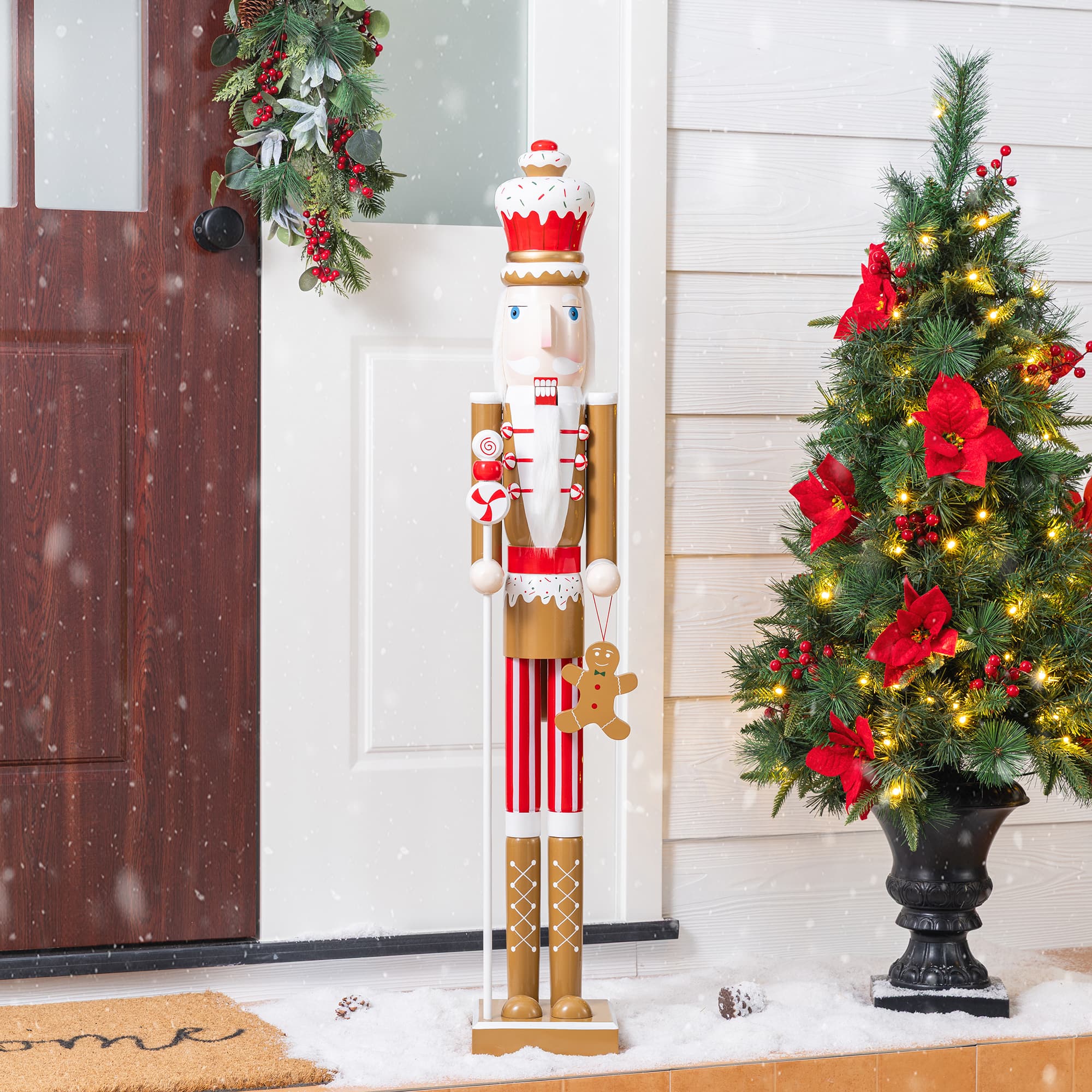 Glitzhome® 42" Wooden Christmas Gingerbread Man Nutcracker