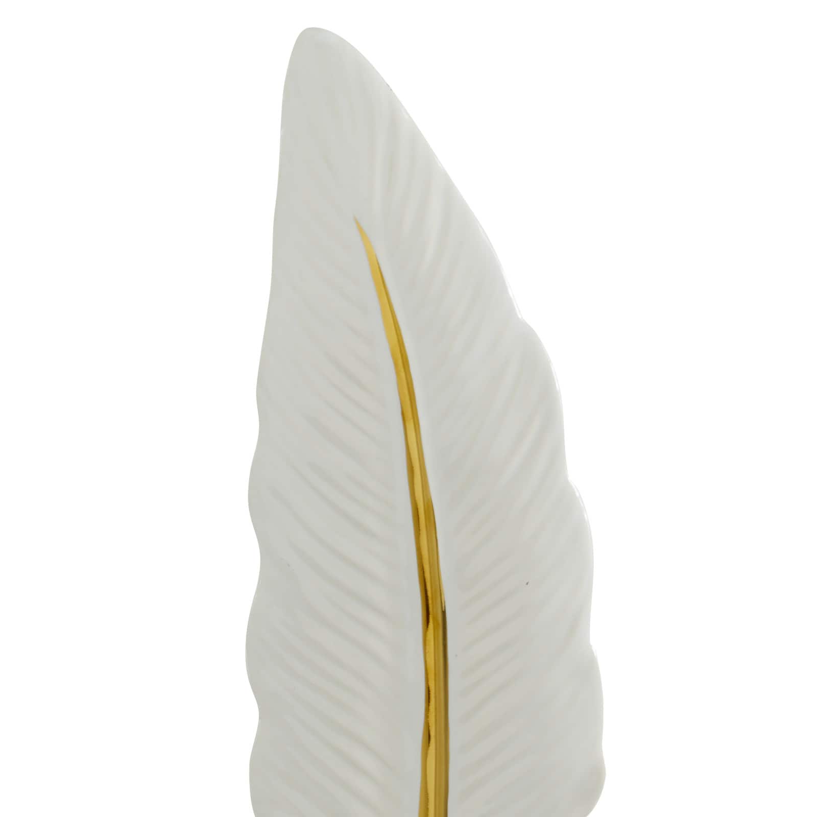 CosmoLiving by Cosmopolitan Gold Porcelain Glam Feather Sculpture Set