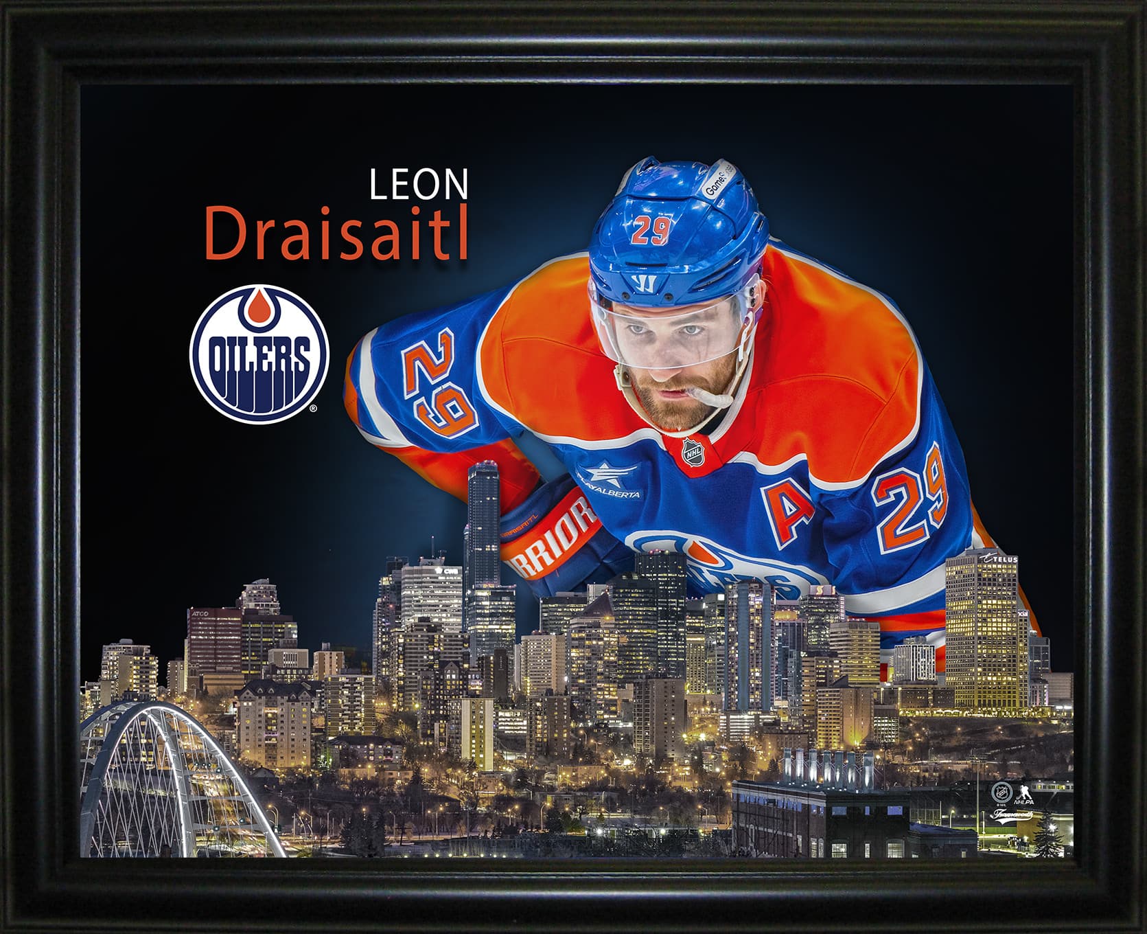 Leon Draisaitl 16" x 20" Framed Skyline Print Edmonton Oilers 20" x 16"
