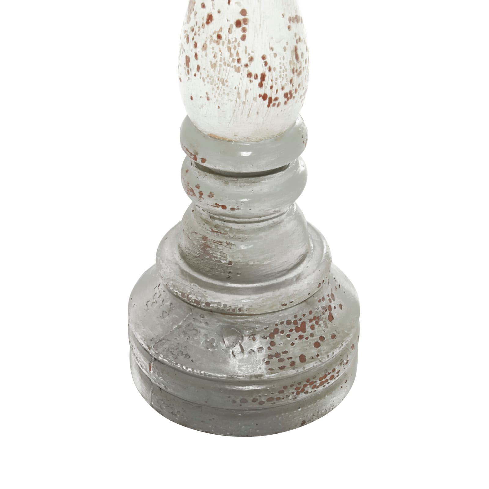 20" White & Gray Wood Farmhouse Candlestick Holder Set
