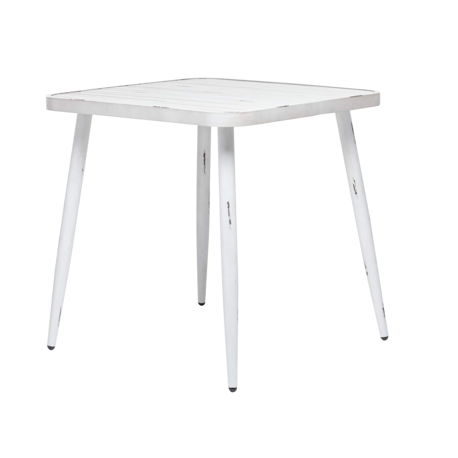 White Aluminum Farmhouse Outdoor Dining Table, 30" x 30" x 30"