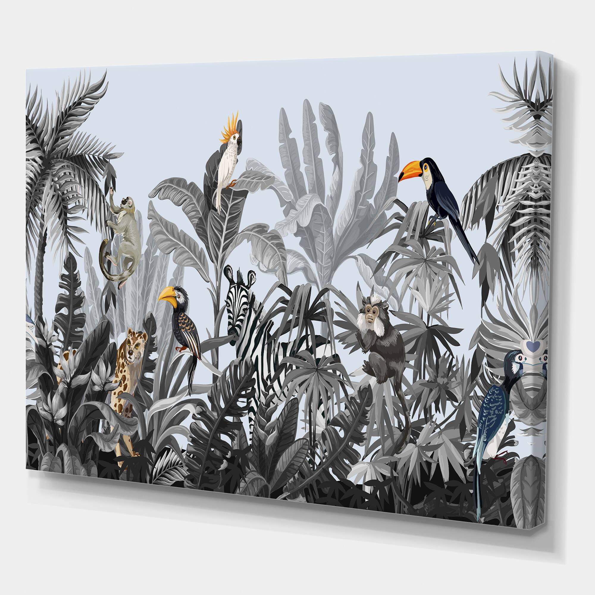 Designart - Chinoiserie With Birds and Peonies VIII - Farmhouse Canvas Wall Art Print