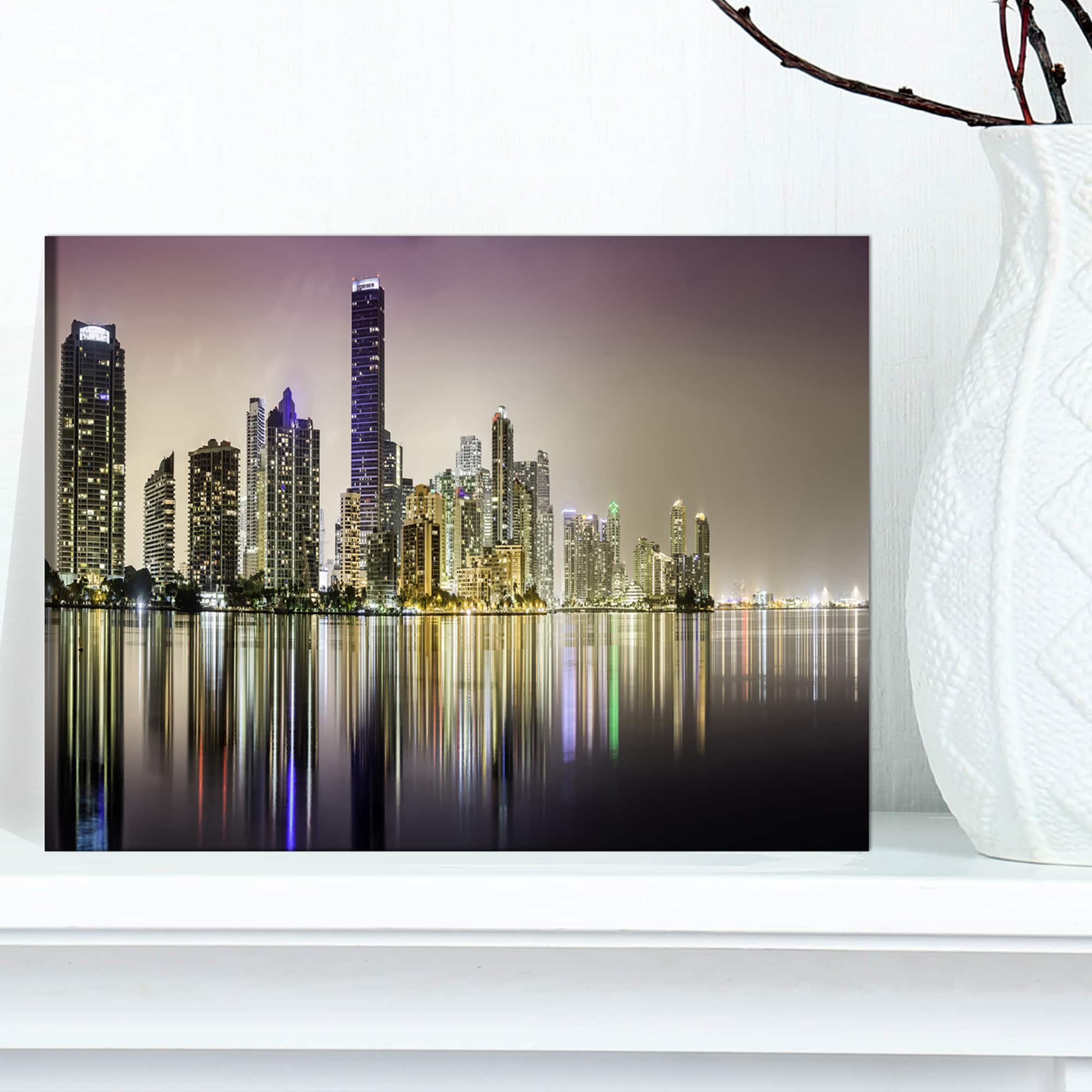 Designart - Miami Downtown Night Panorama