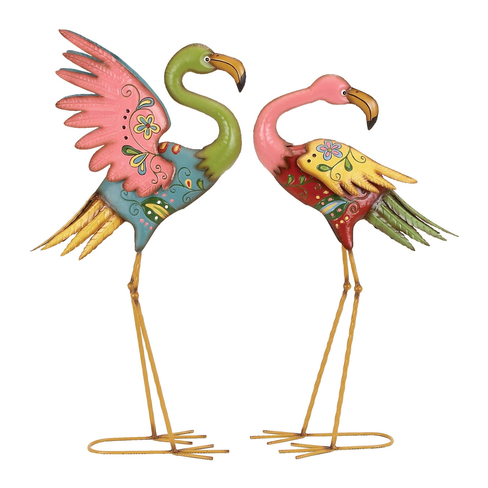 Multicolor Metal Coastal Garden Sculpture Set