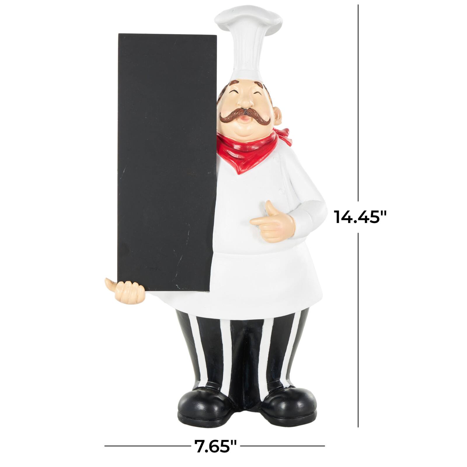 14.5" White with Chalkboard Polystone Chef Decorative Figurine Sculpture