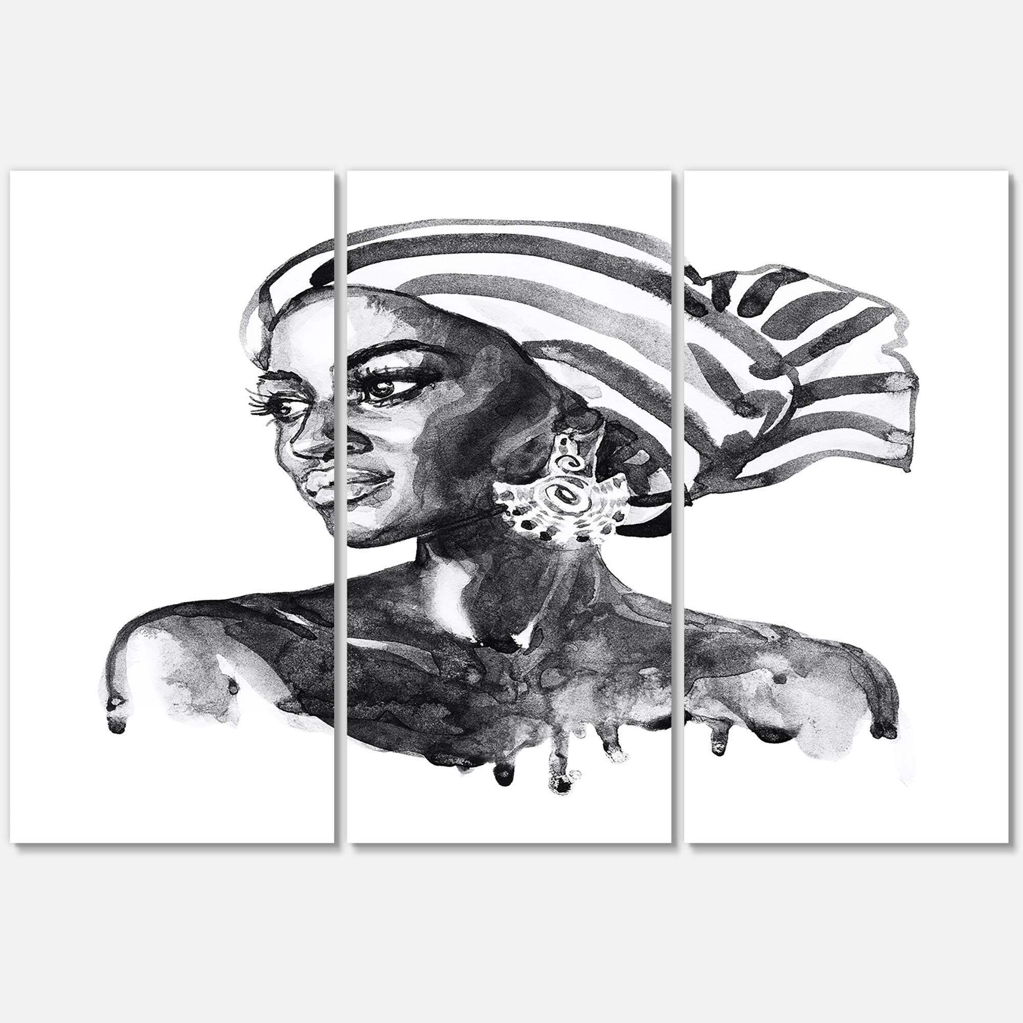 Designart - Portrait of African American Woman XII - Modern Canvas Wall Art Print