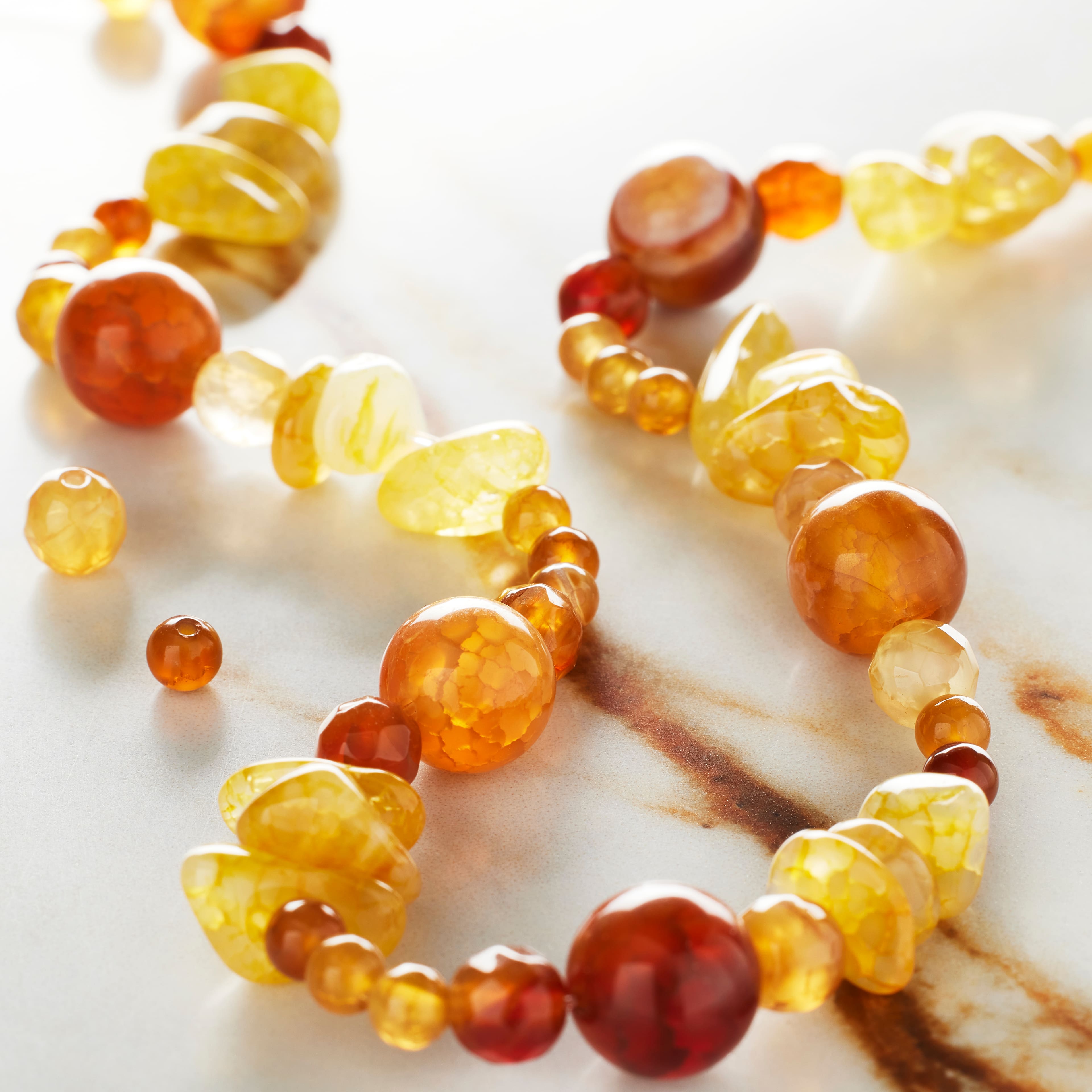 6 Pack: Yellow Agate Stone Semi-Precious Beads Value Pack by Bead Landing™