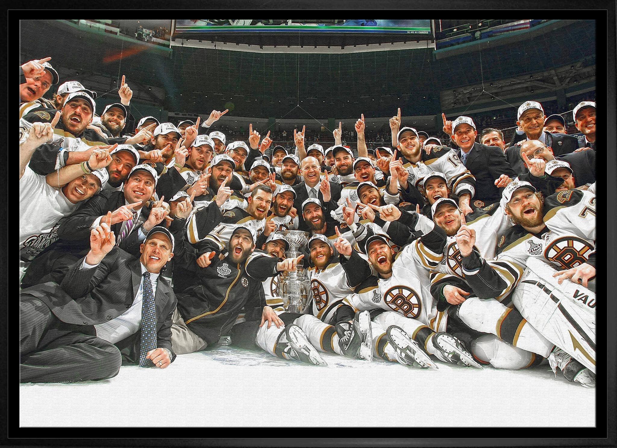 Boston Bruins 20" x 29" Framed Canvas 2011 Stanley Cup 31.5" x 22.5"