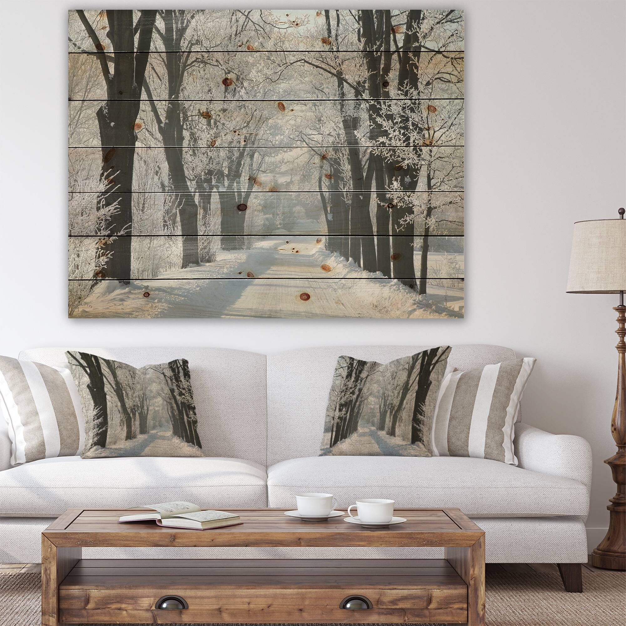 Designart - Country Road Between Foggy Trees