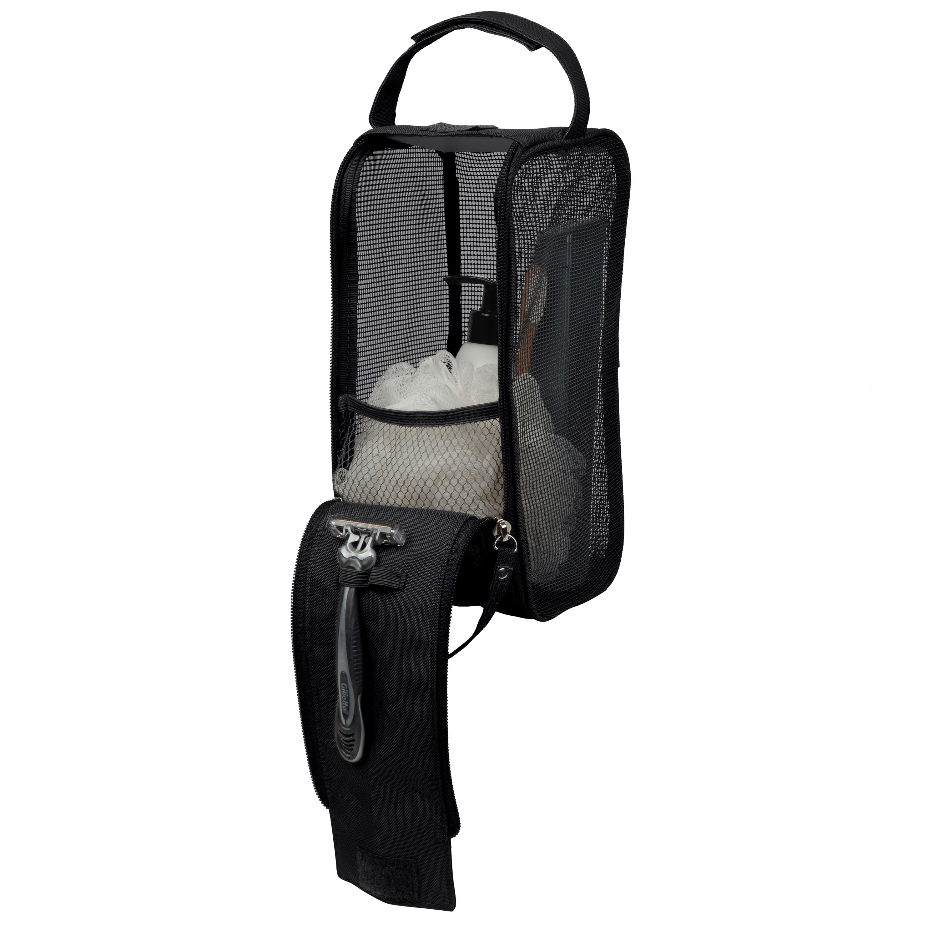 Simplify Black Hanging Mesh Toiletry Bag