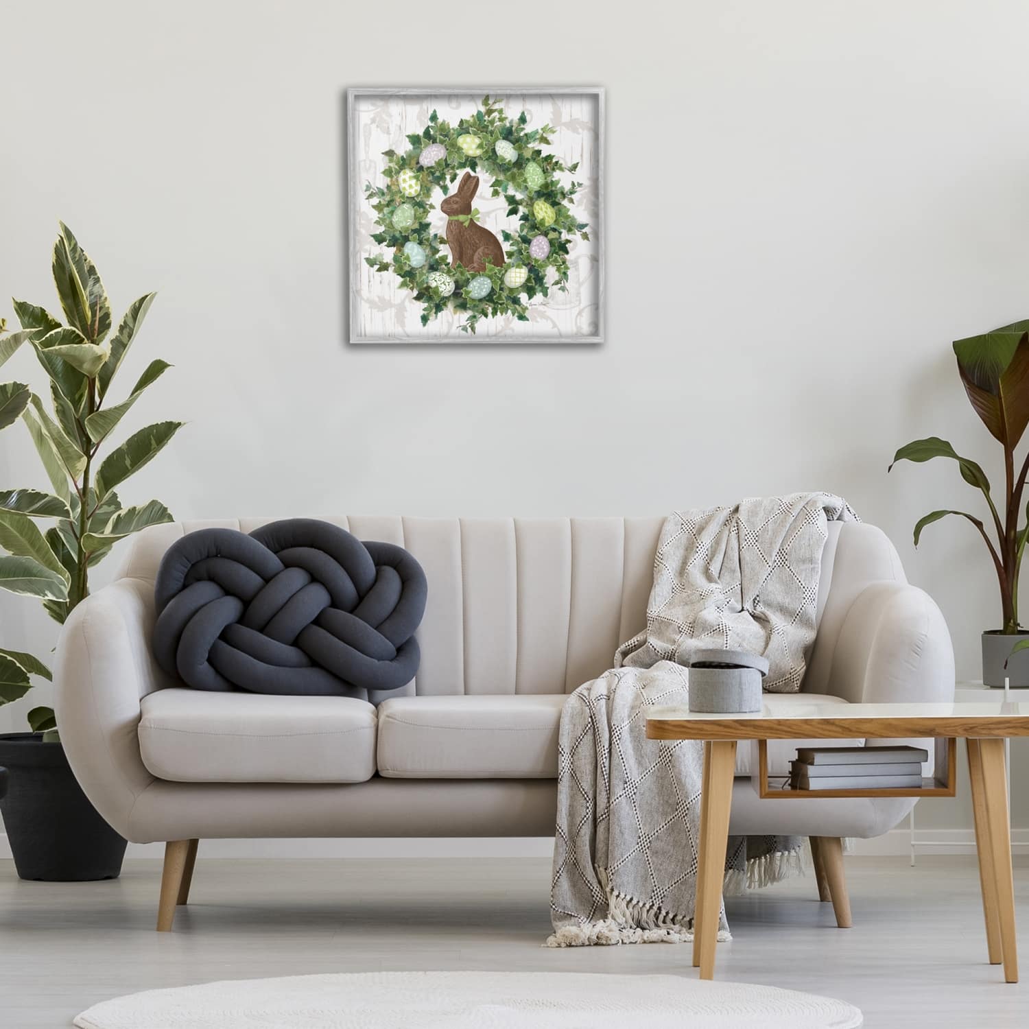Stupell Industries Spring Easter Egg Wreath Framed Giclee Art