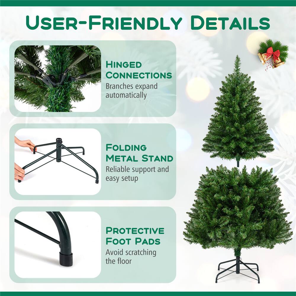 Costway 5 ft Pre-Lit Artificial Christmas Tree, Warm White LED Lights