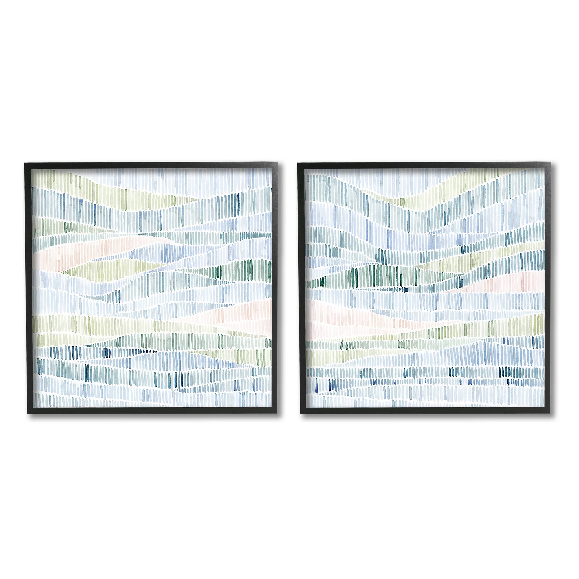 Stupell Industries Modern Abstract Nautical Landscape Wavy Striped Pattern Framed Wall Art