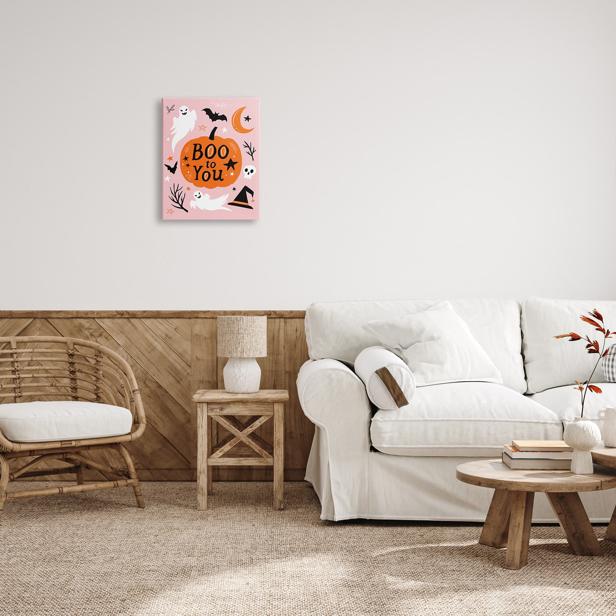 Stupell Industries Boo to You Halloween Elements Canvas Wall Art