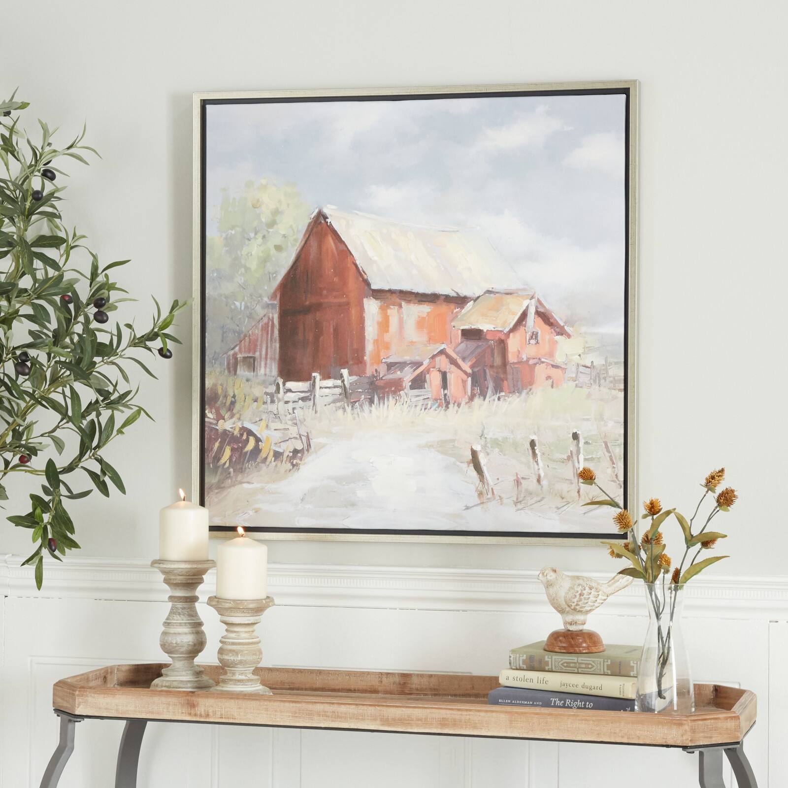 Multi Polystone Modern Farmhouse Framed Wall Art, 28" x 28"
