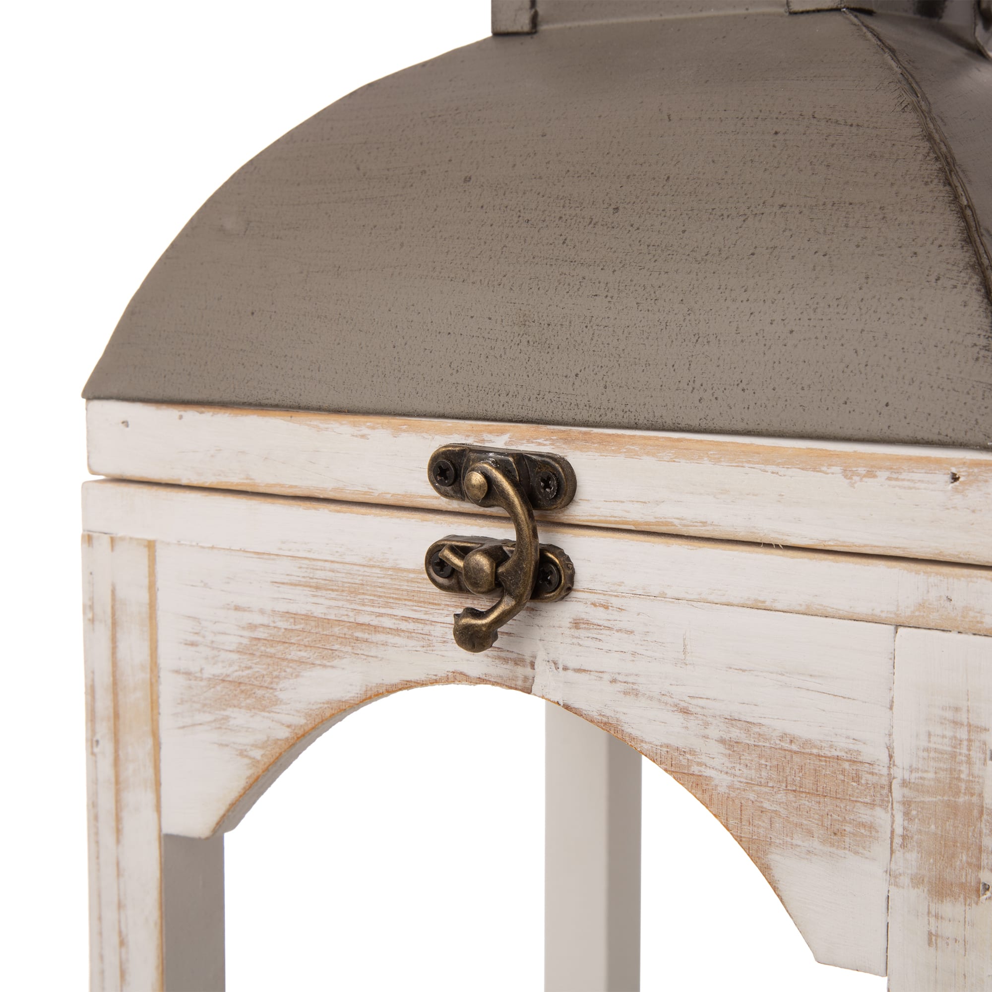 Glitzhome® White Wooden Modern Farmhouse Lantern Set