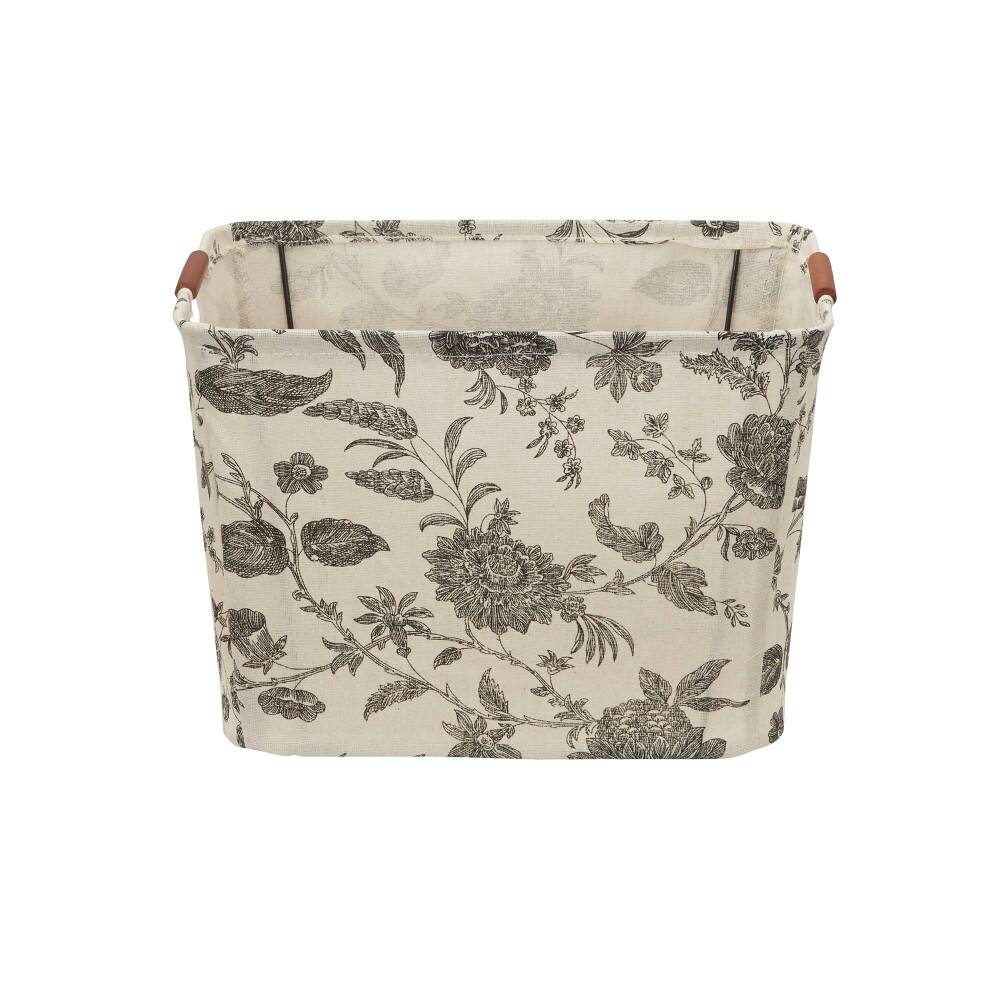 Household Essentials Storage Bin with Wood Handles (Medium, Floral)