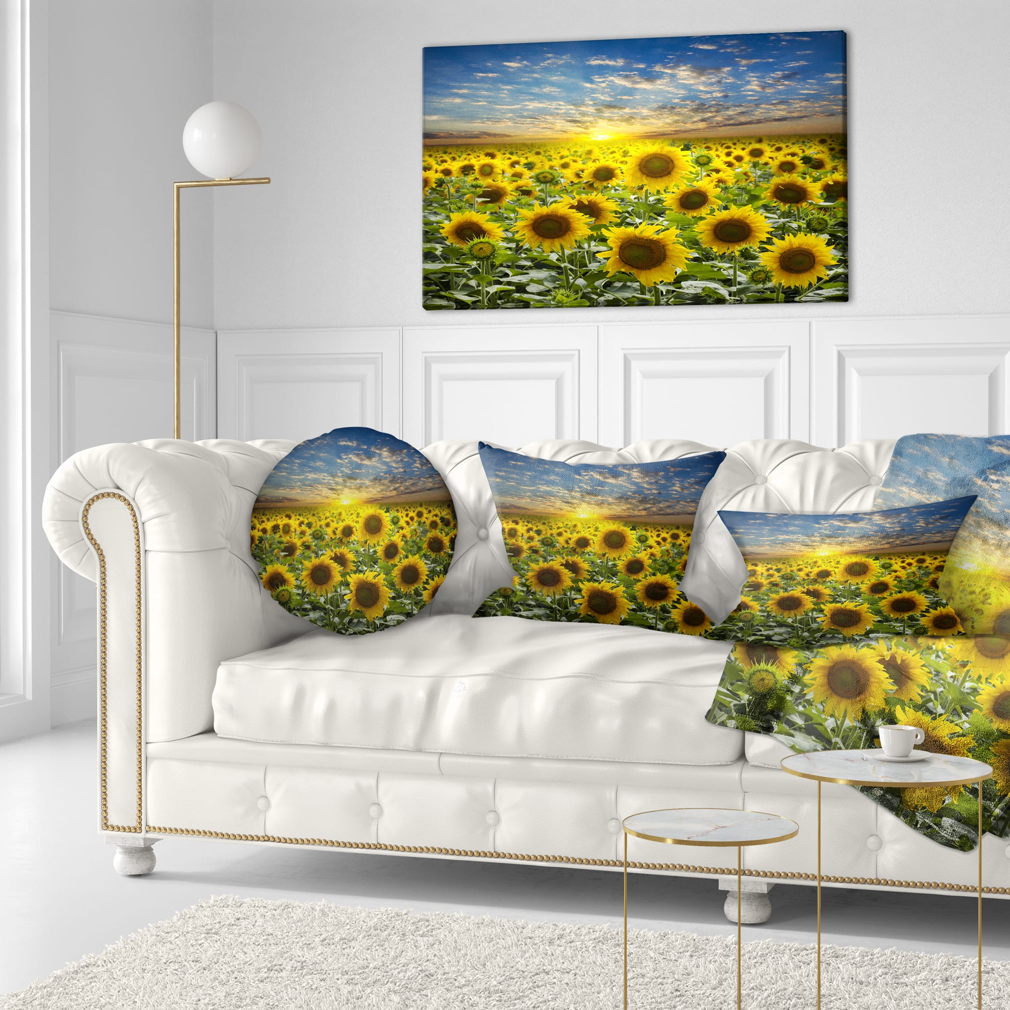 Designart - Field of Blooming Sunflowers - Large Flower Canvas Wall Art
