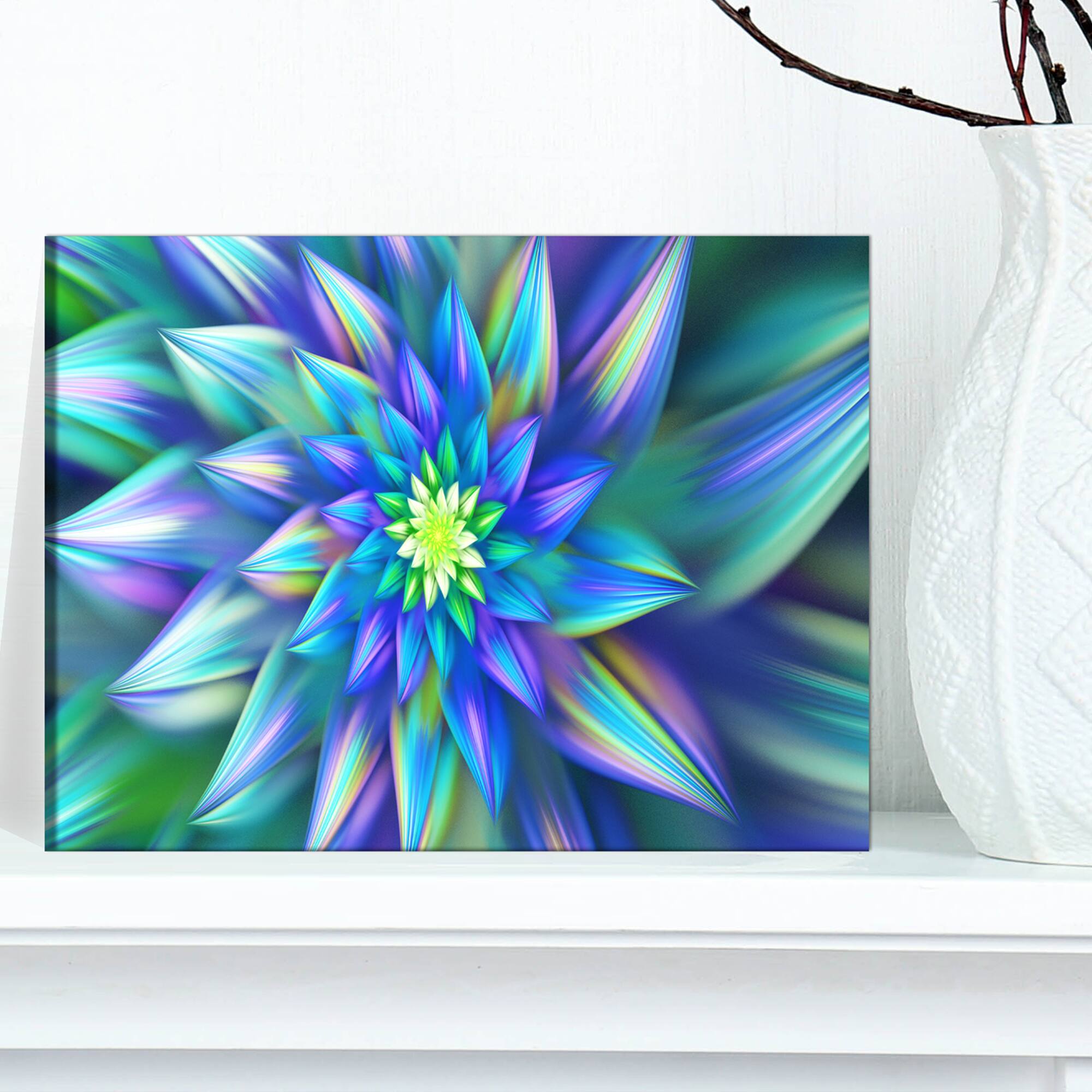 Designart - Huge Light Blue Fractal Flower
