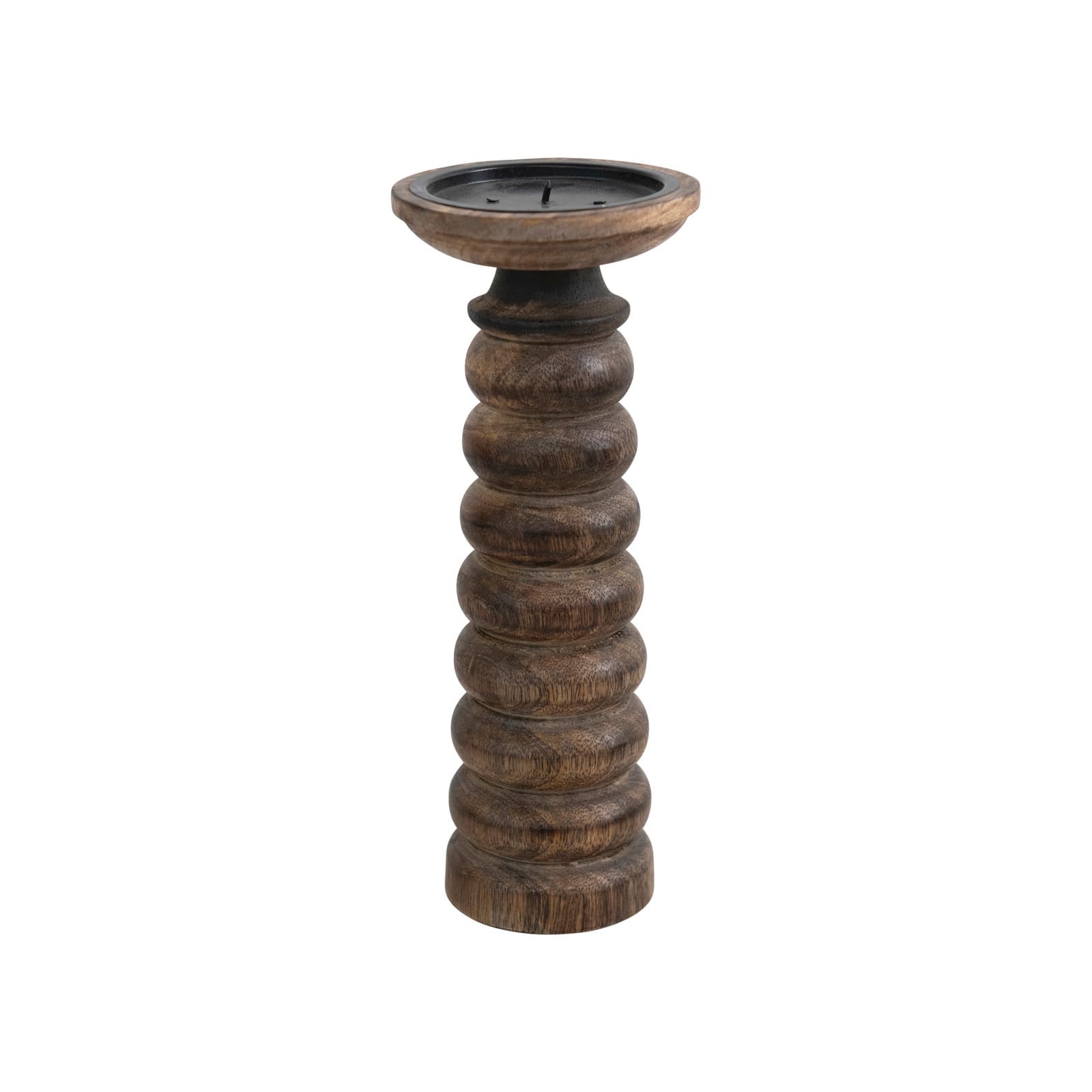 10" Hand-Carved Mango Wood Candle Holder
