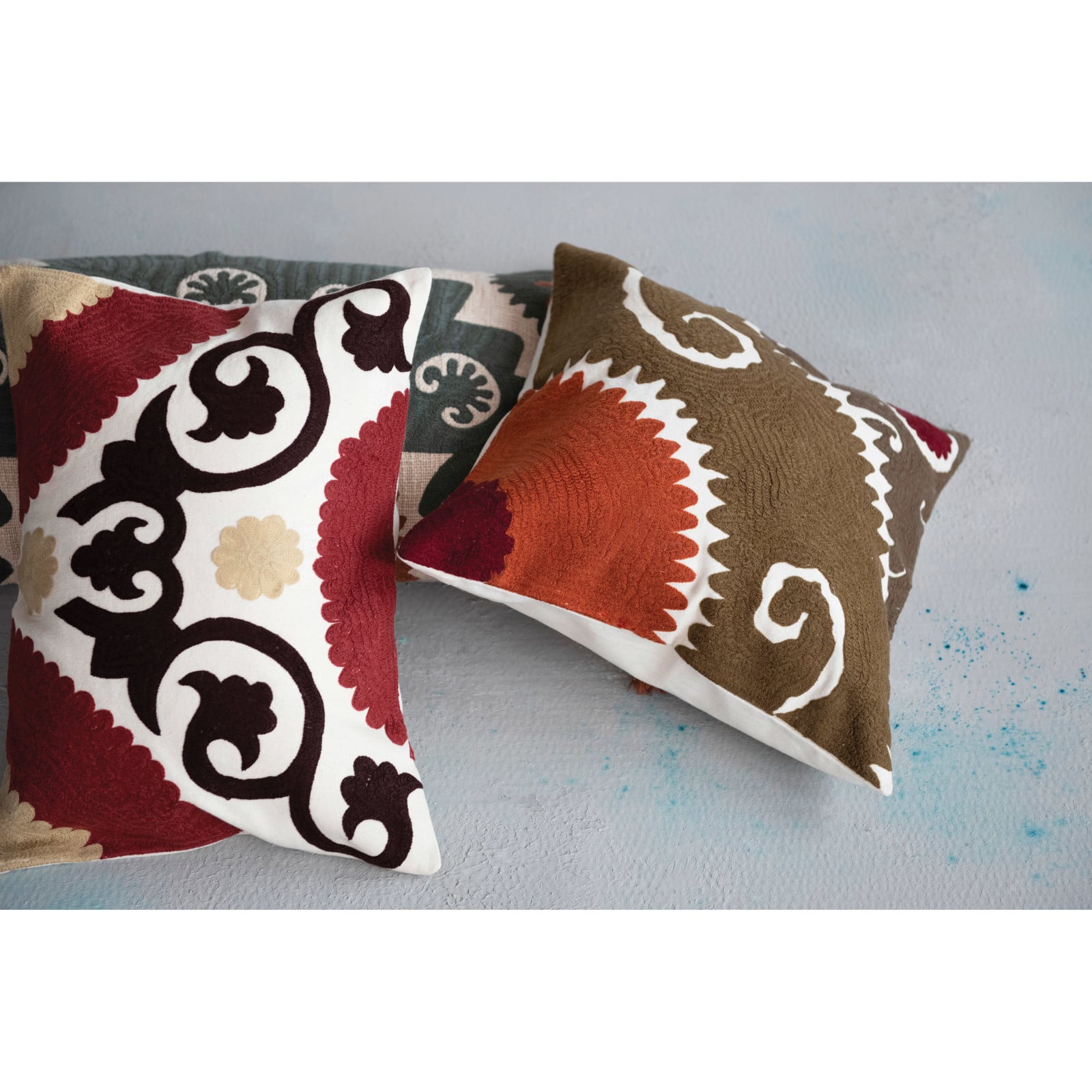 Hello Honey® Multicolor Suzani Embroidered Cotton Pillow