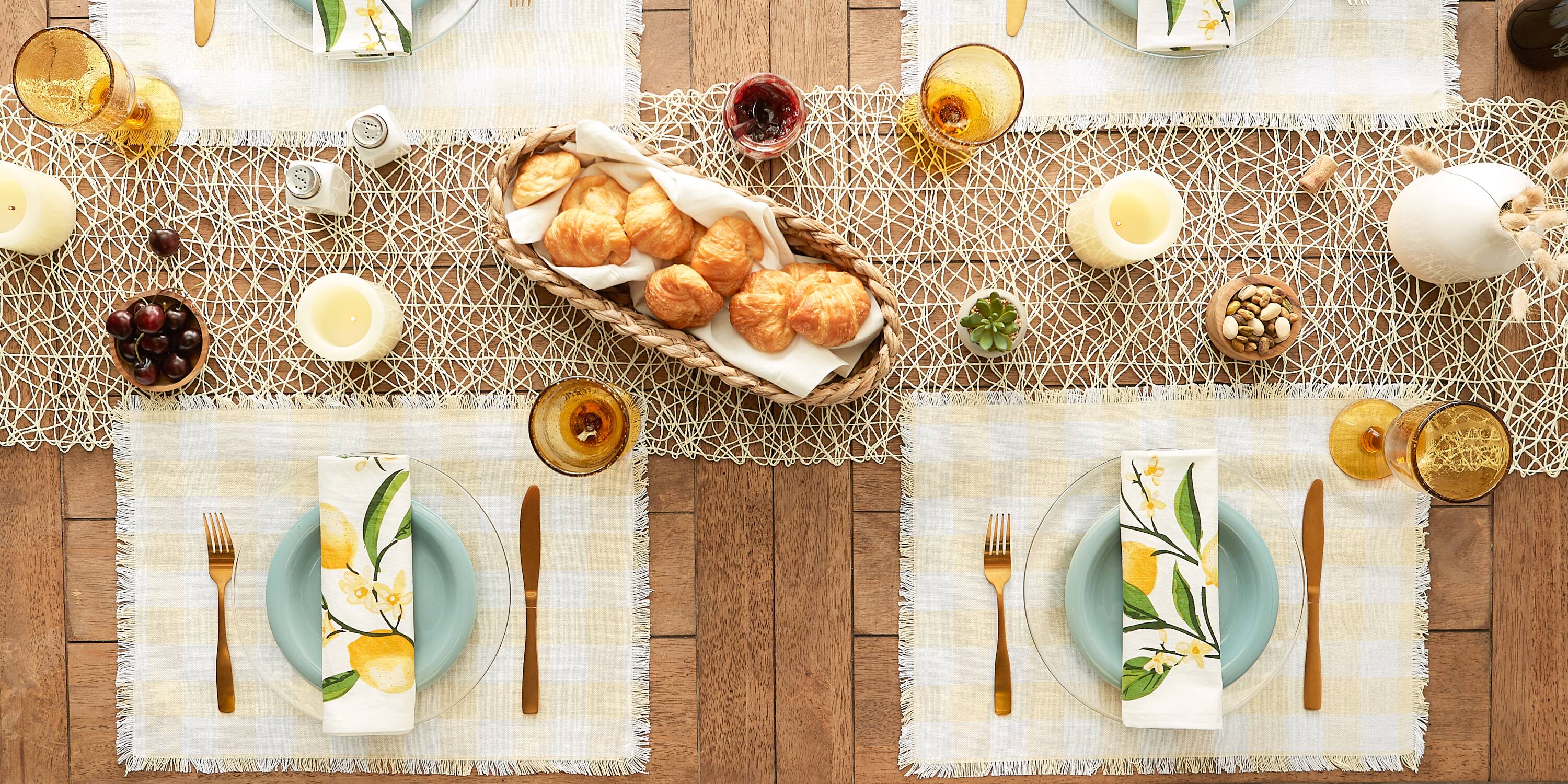 DII® Heavyweight Check Fringed Cotton Placemats, 6ct.