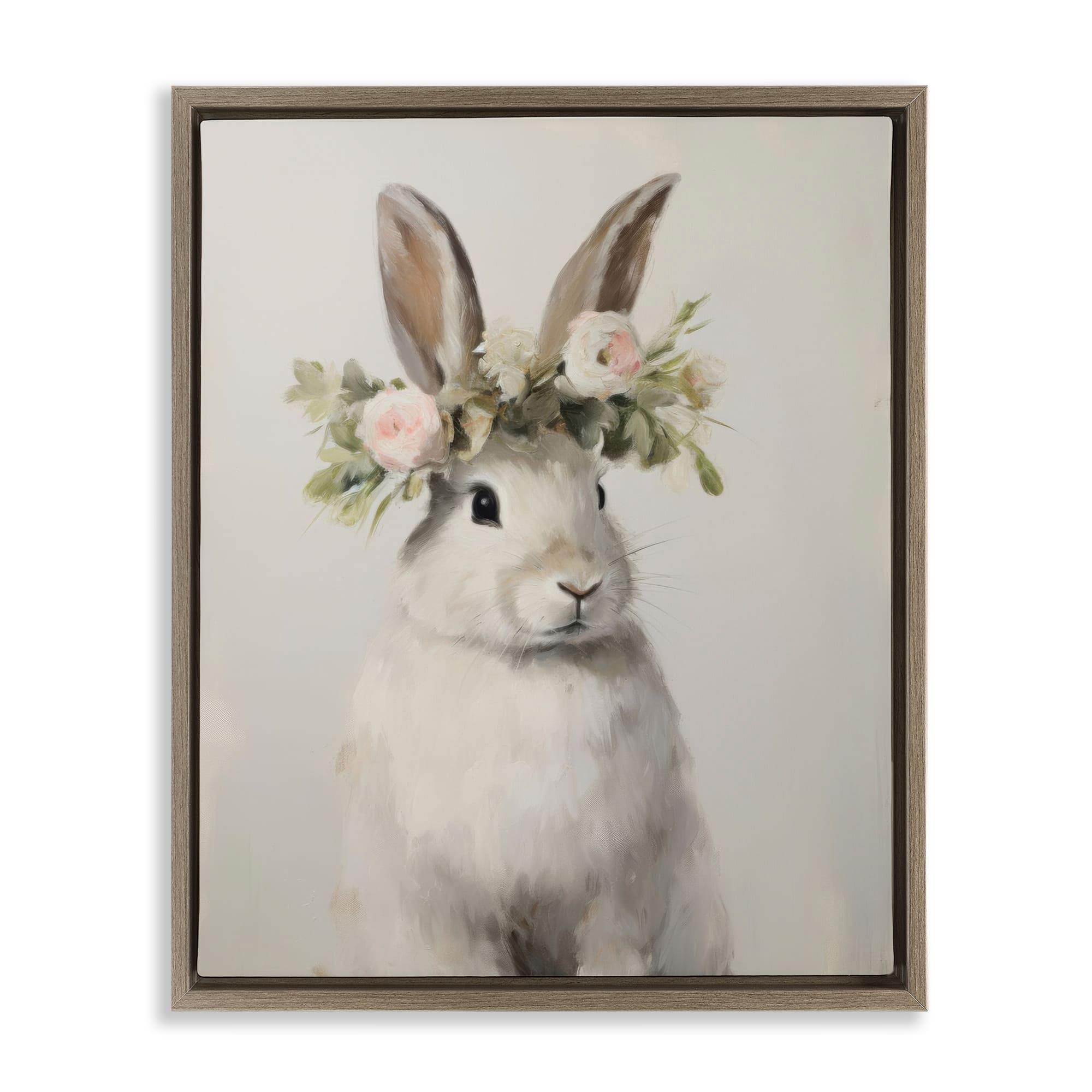 Michaels, Stupell Industries White Bunny Floral Crown Floating Frame Wall Art – Category: Easter Wall Decor