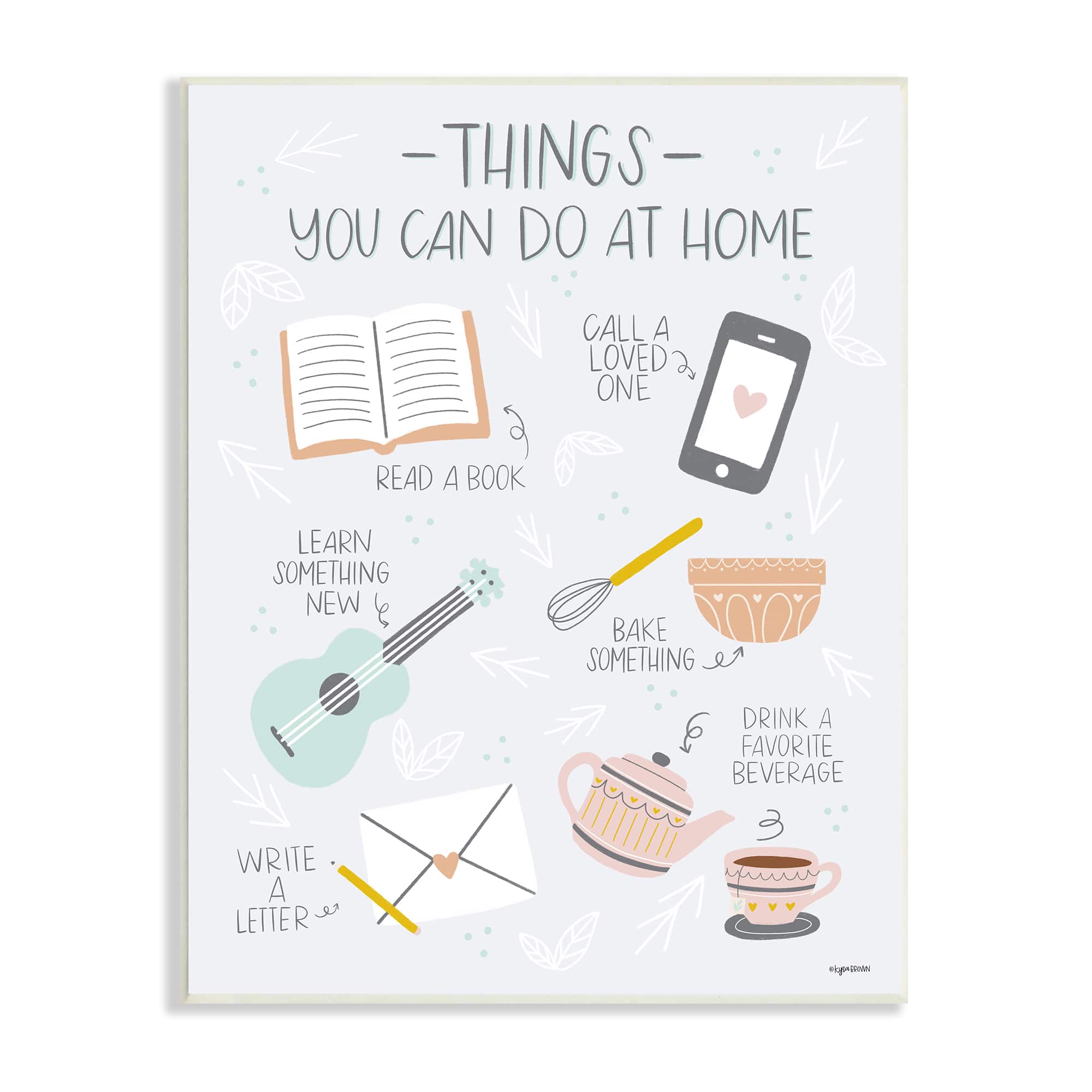 Stupell Industries Things To Do At Home Illustrated Self Care Guide Wall Plaque