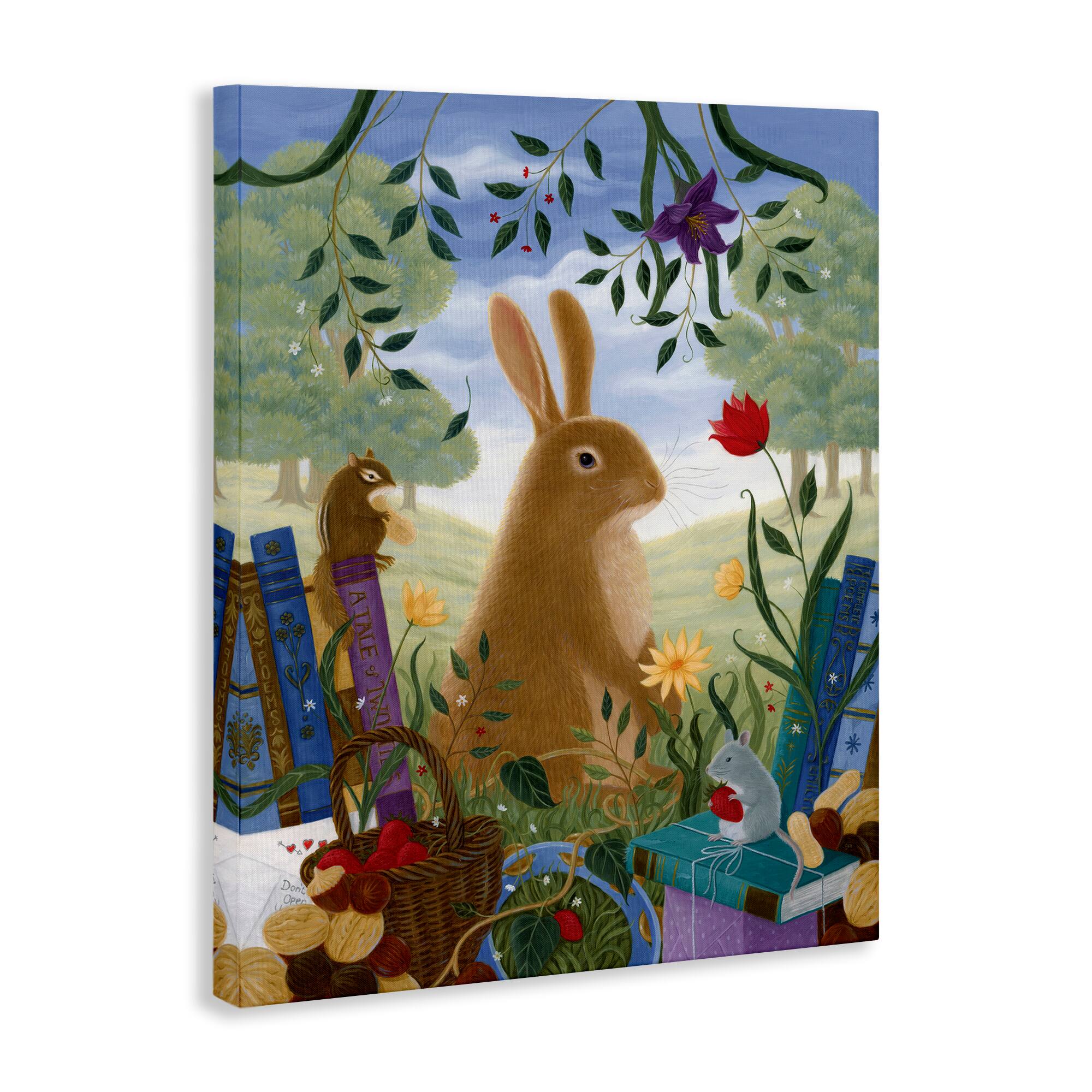 Stupell Industries Spring View Rabbit & Friends Canvas Wall Art