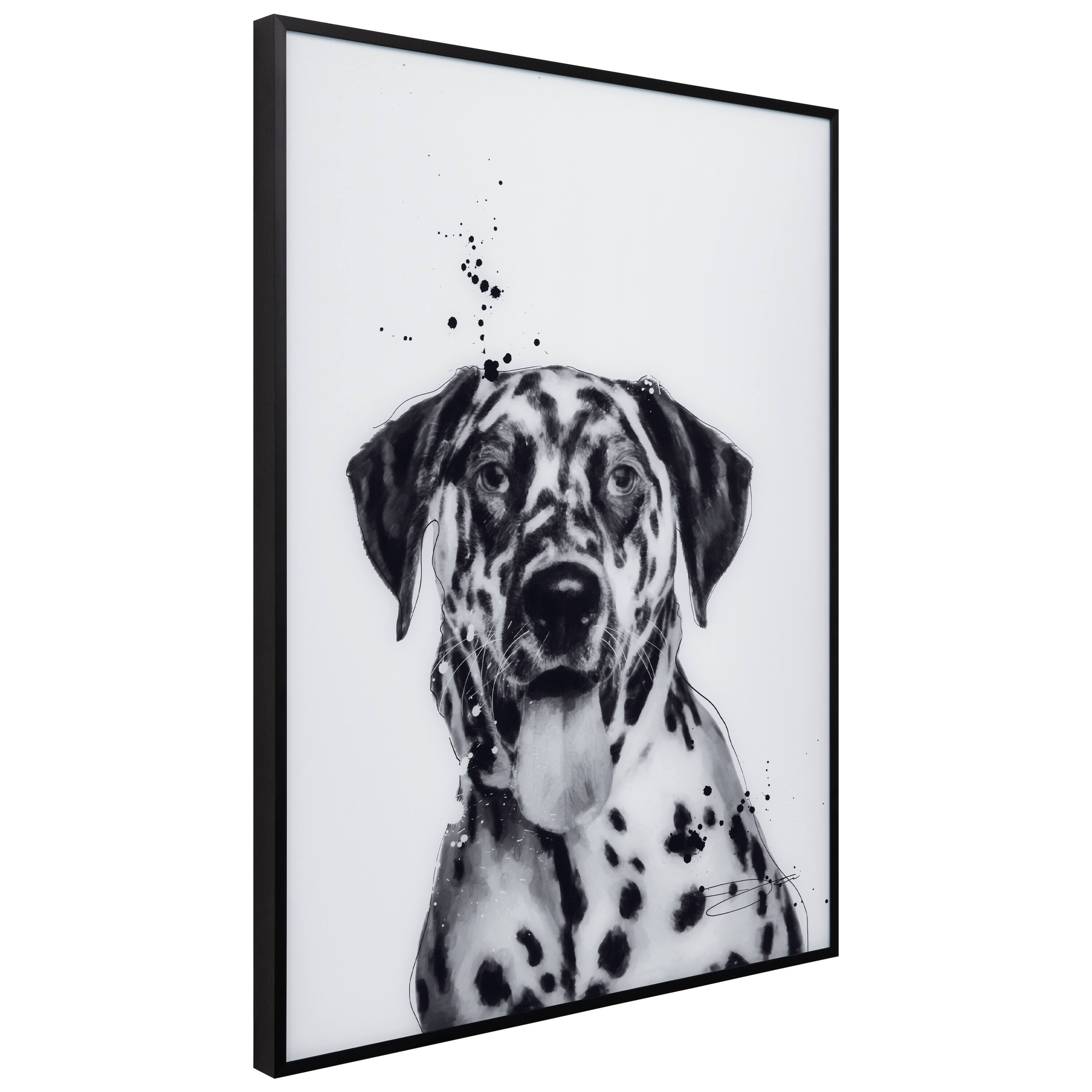 Empire Art Direct 24" x 18" Black & White Dalmatian Pet Wall Art Glass Black Frame