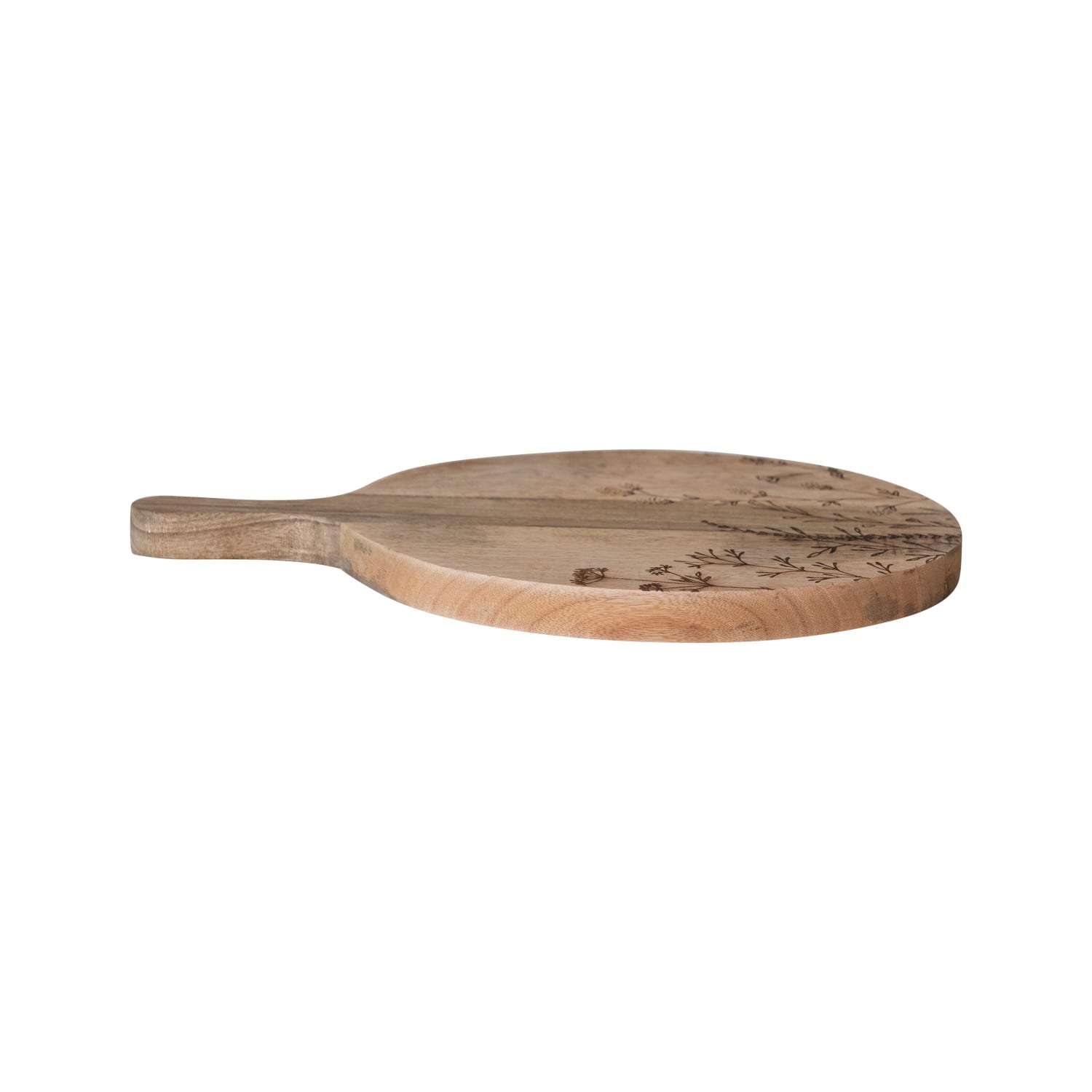 Hello Honey® 15.75" Natural Laser-Etched Floral Mango Wood Cheese Board