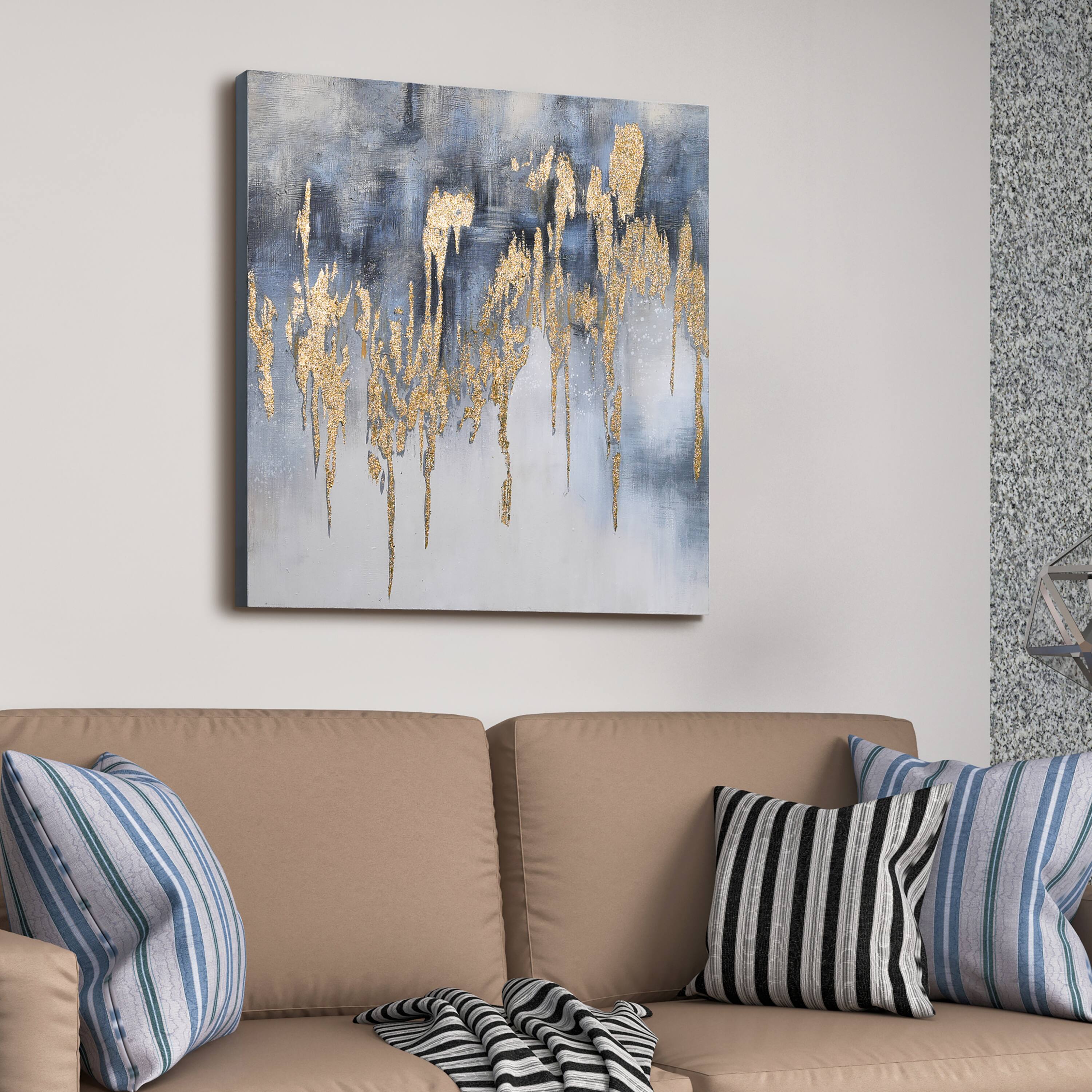 Empire Art Direct 36" x 36" Lighting 2 Textured & Glitter with Gold Foil Hand Painted Canvas Wall Art