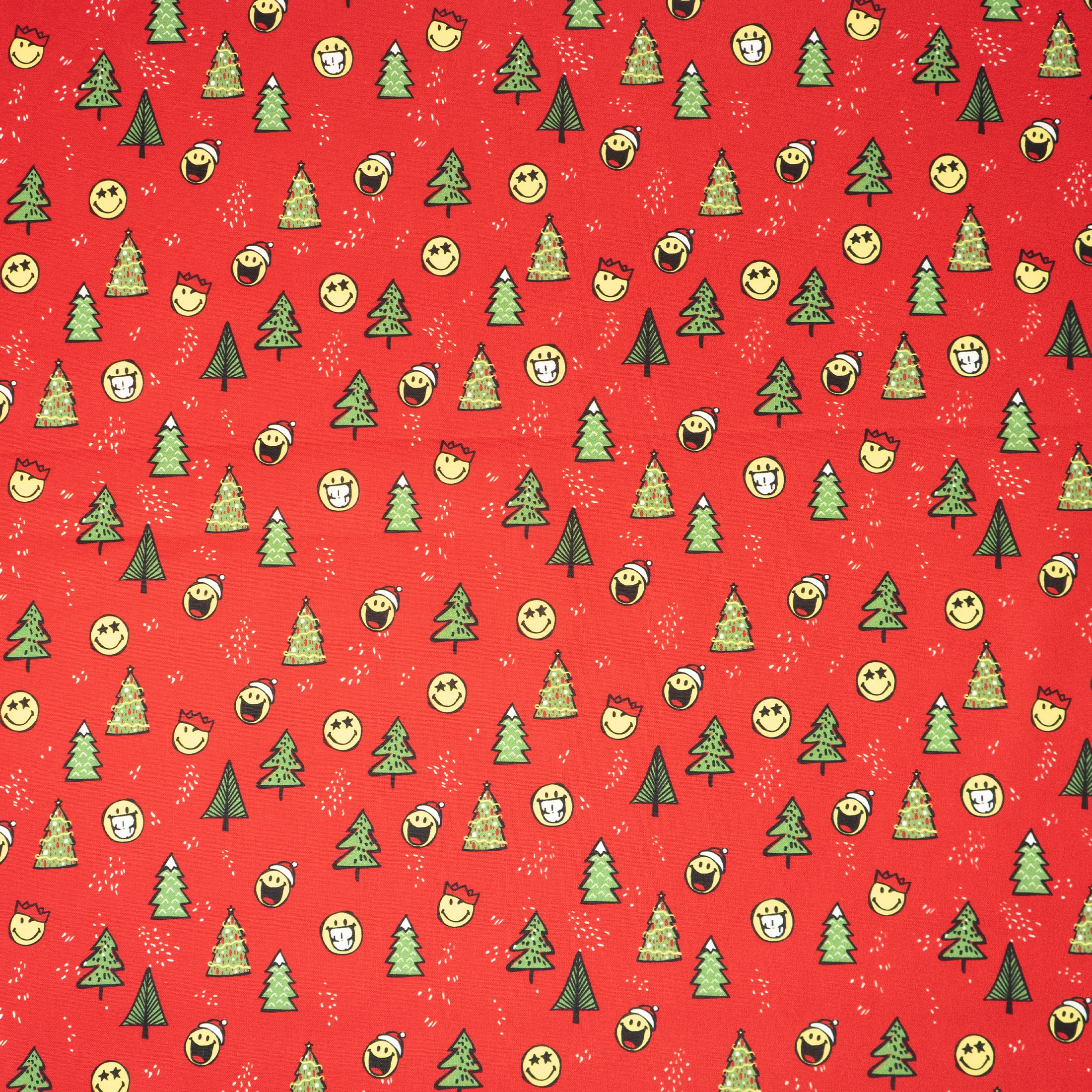 Stitch & Sparkle Smiley World Happy Christmas Cotton Fabric
