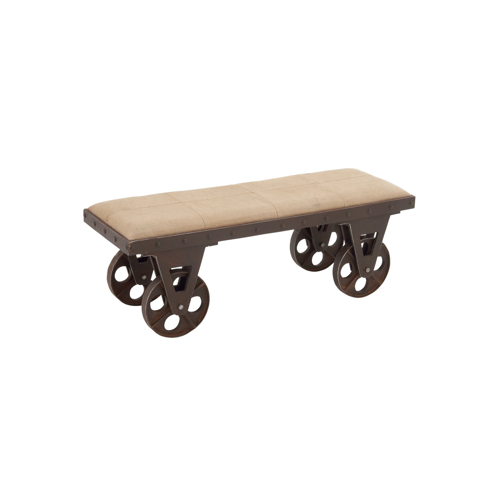 Brown Wood & Metal Industrial Bench