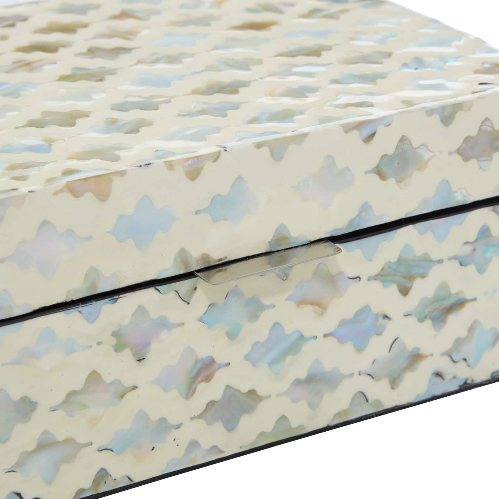 Coastal Rectangular White Wooden Zigzag Decorative Box Set