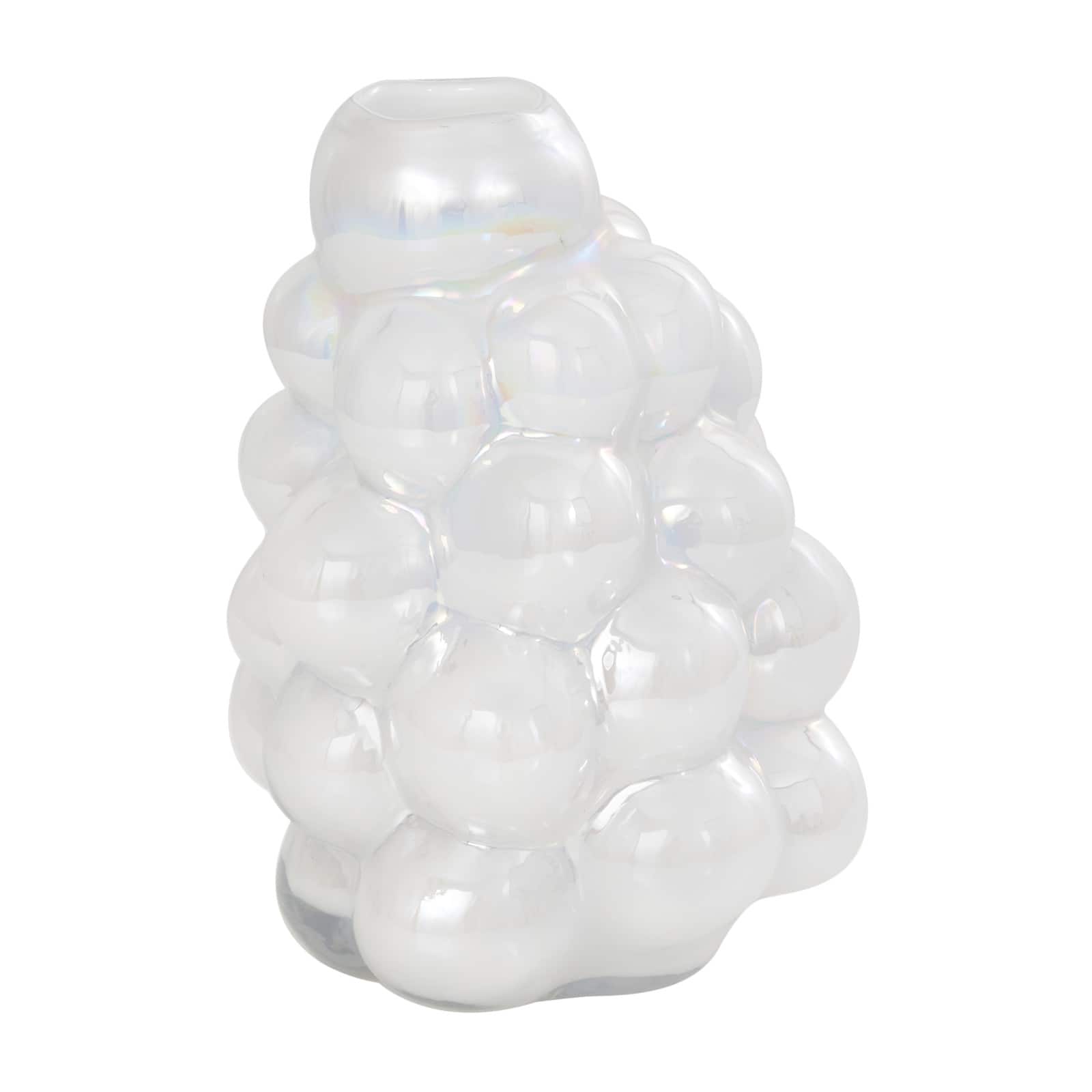 12" Clear Abstract Handmade Bubble Glass Vase