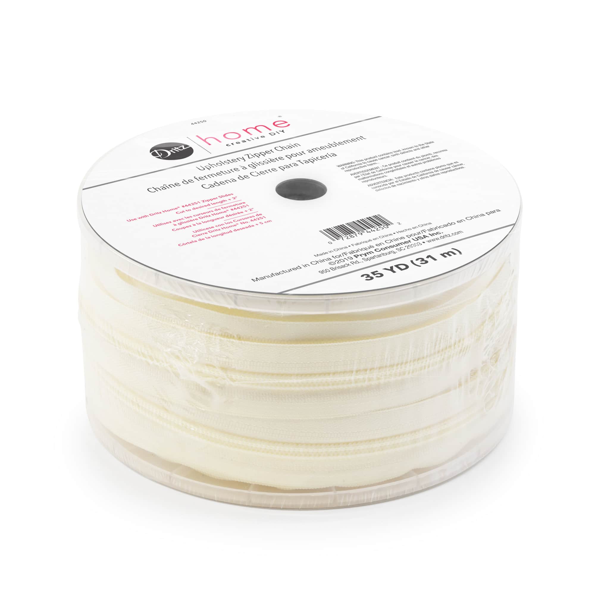 Dritz® Home Cream Nylon Upholstery Zipper Chain, 35yd.