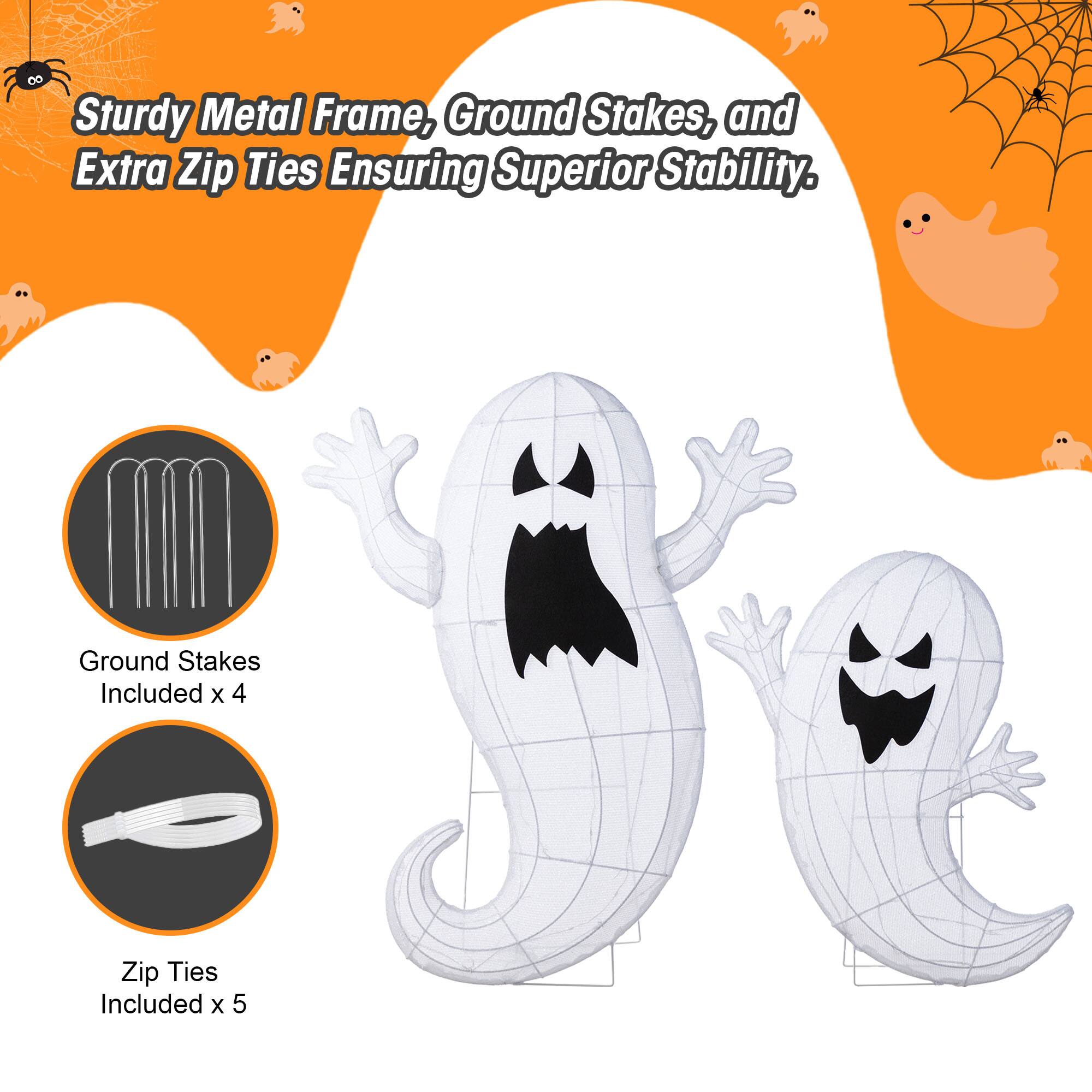 Glitzhome® Set of 2 Lighted Halloween 2.5D Ghosts Family Outdoor Decor