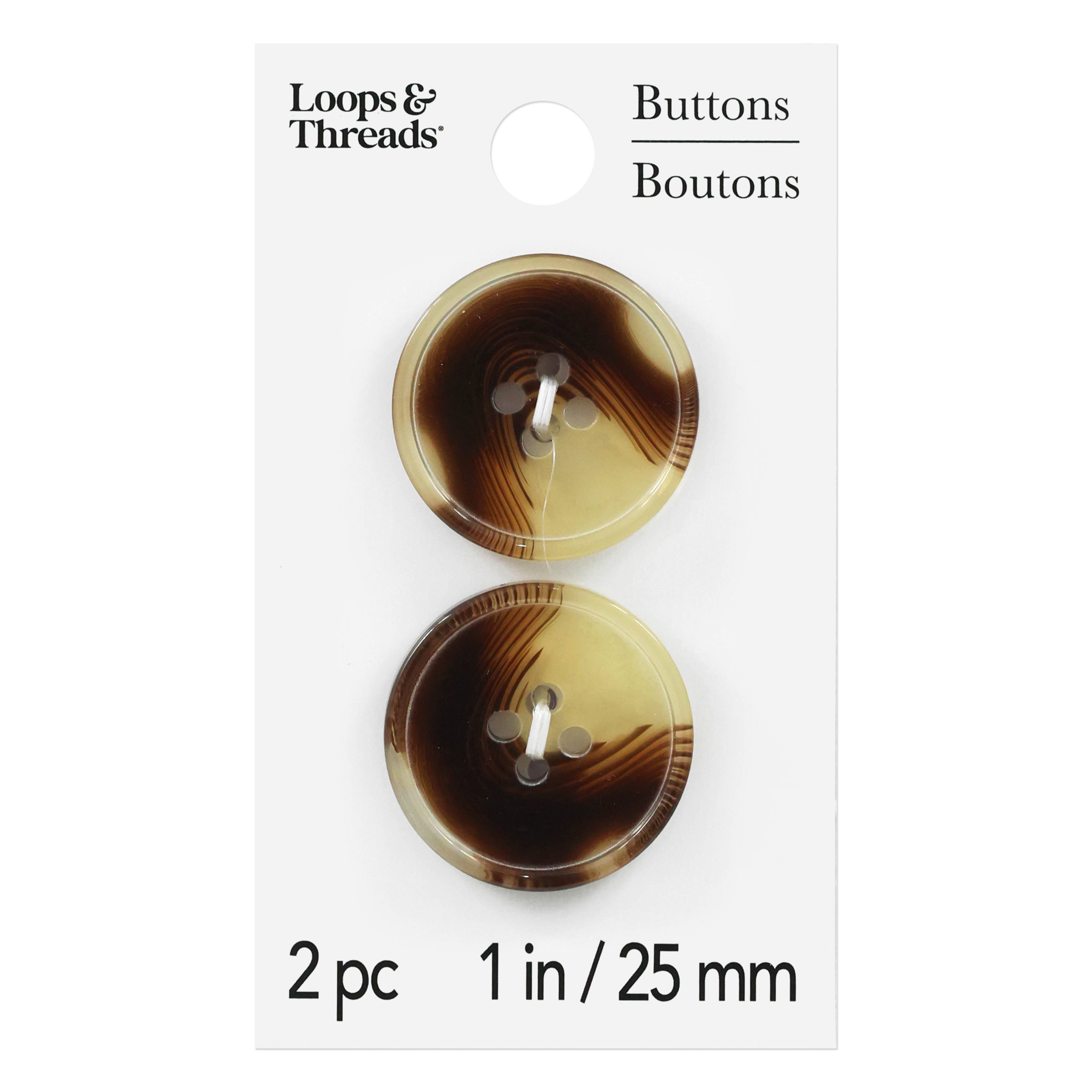 Boutons à aspect d’écailles de tortue de 25 mm de Loops & Threads, 2 unités